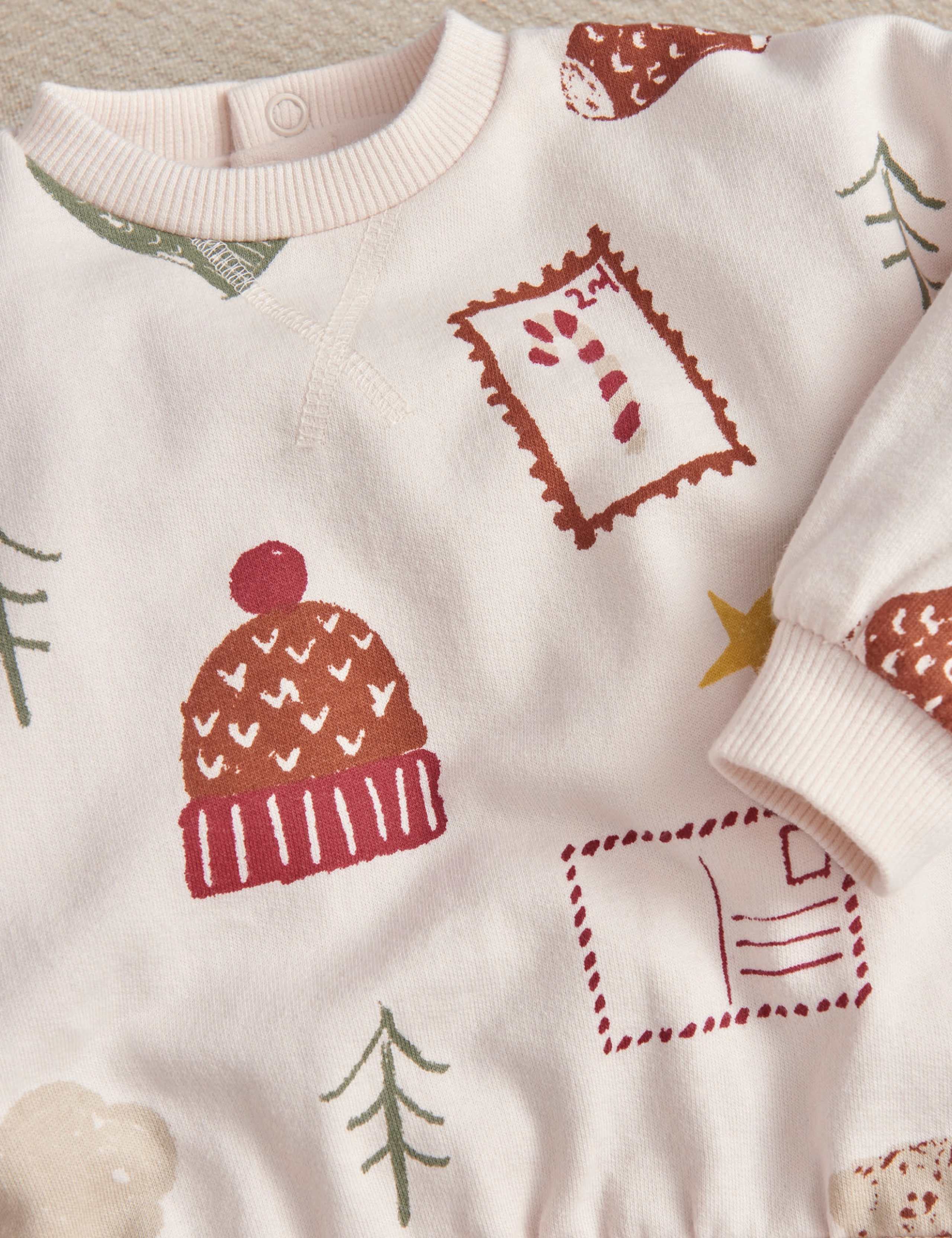 Pure Cotton Christmas Print Sweatshirt Set (0-3 Yrs) 7 of 8