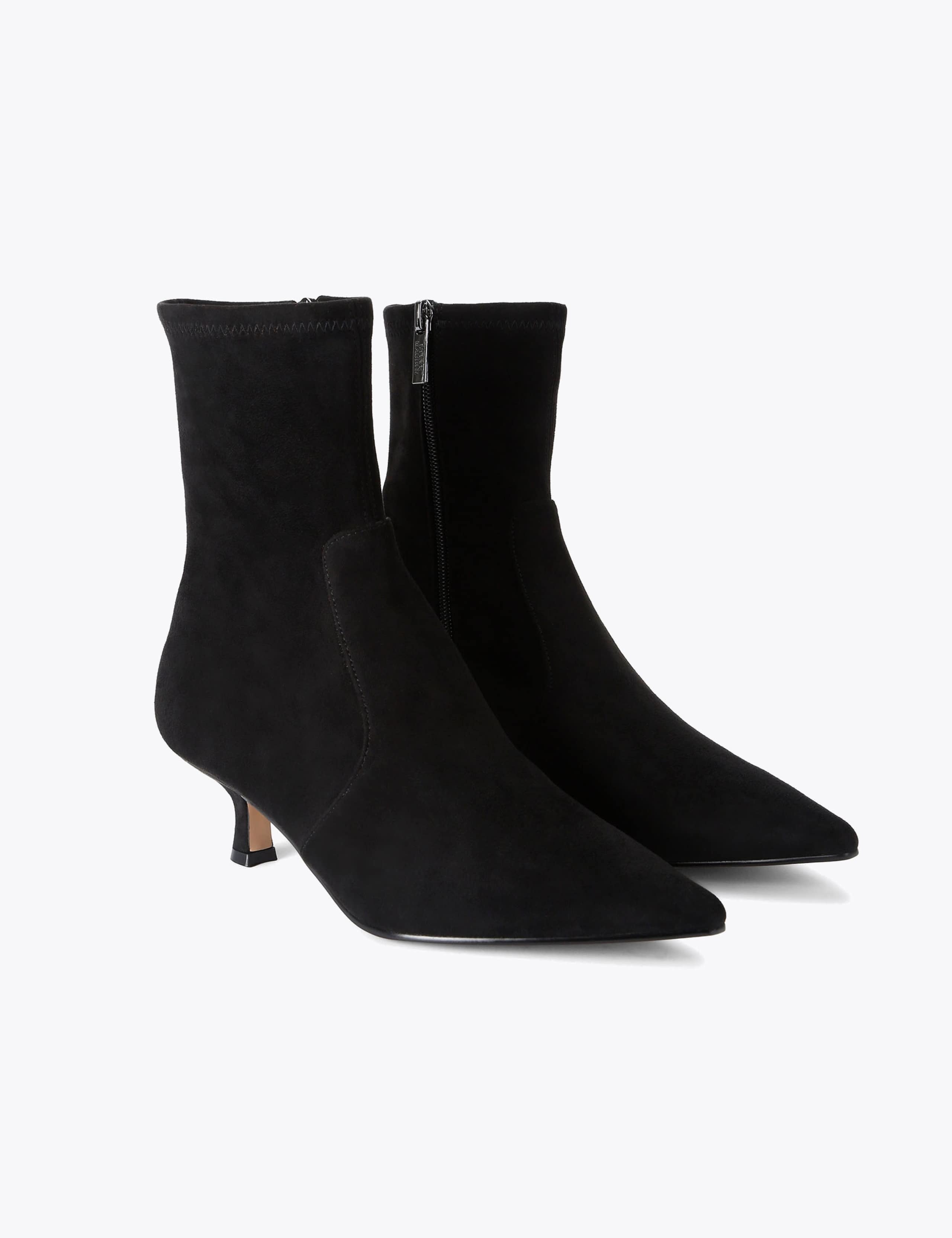 Checklist Suedette Pointed Toe Kitten Heel Ankle Boots 2 of 4
