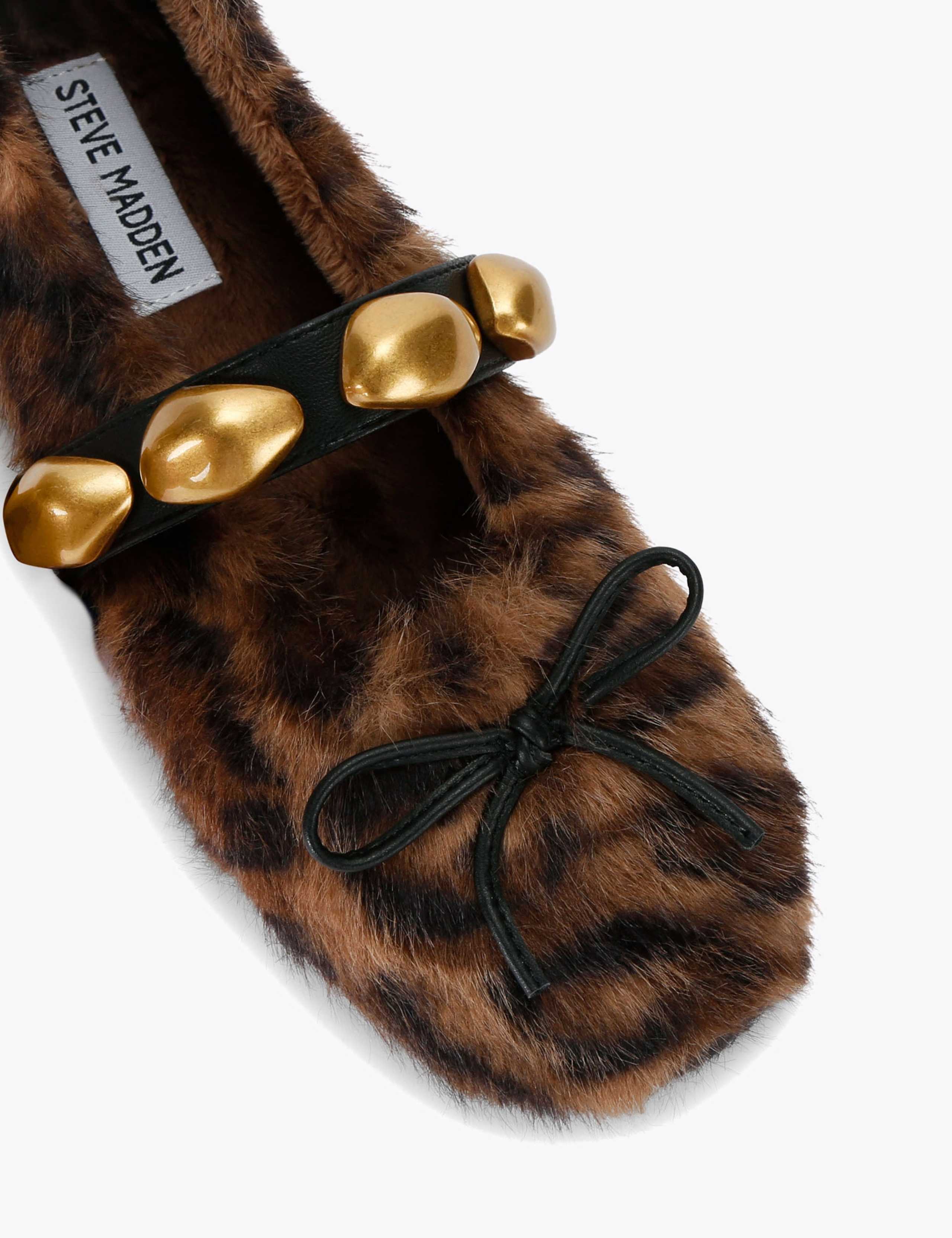 Toasted Leopard Print Faux Fur Buckle Pump Slippers 2 of 4