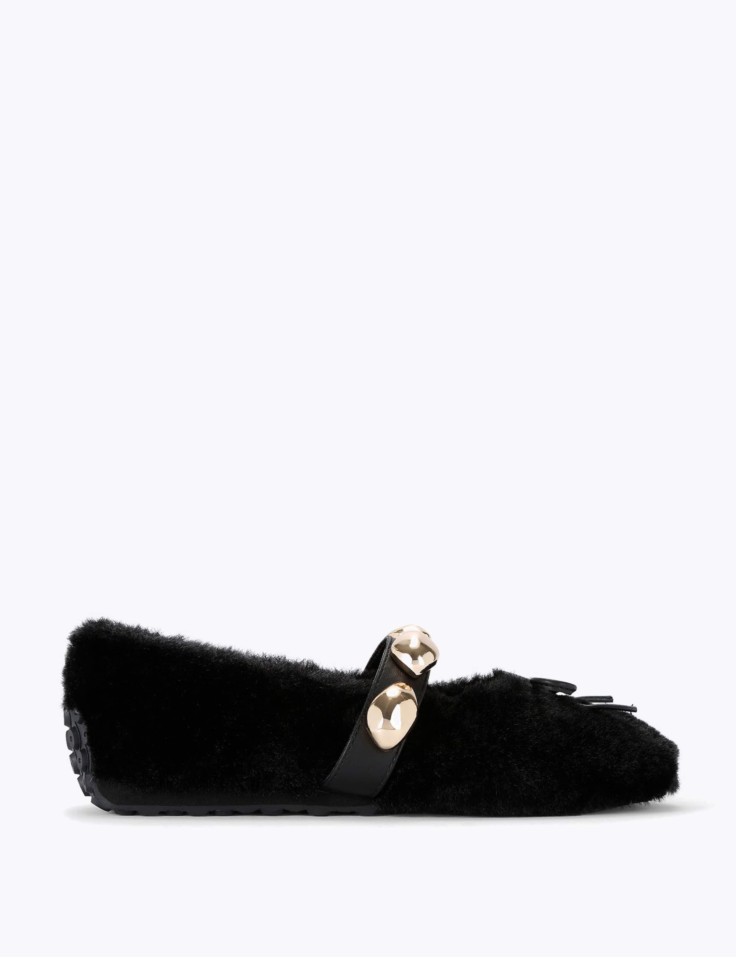 Toasted Faux Fur Bow Buckle Pump Slippers 1 of 4