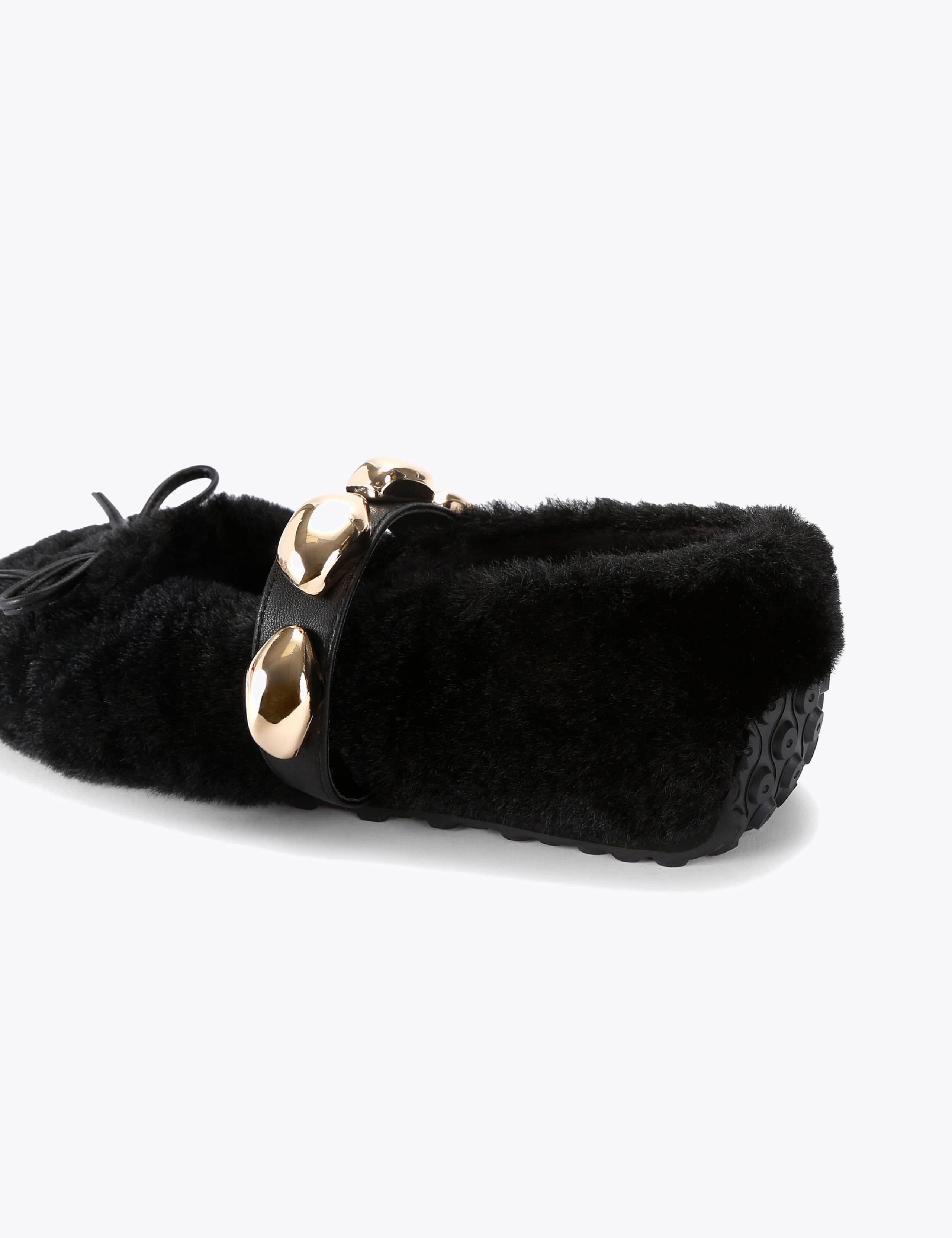 Toasted Faux Fur Bow Buckle Pump Slippers 4 of 4