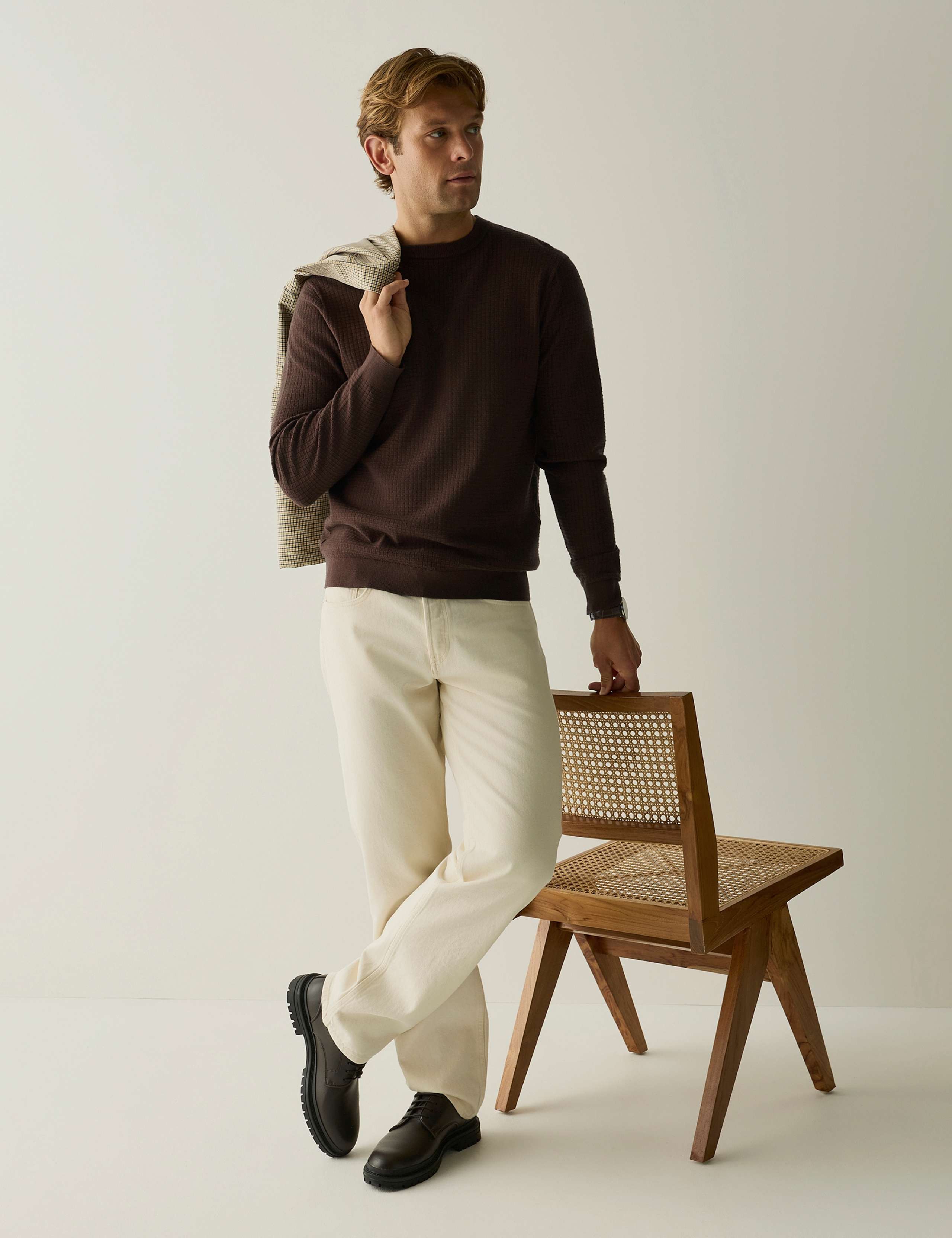 Waffle Knit Crew Neck Jumper 5 of 8