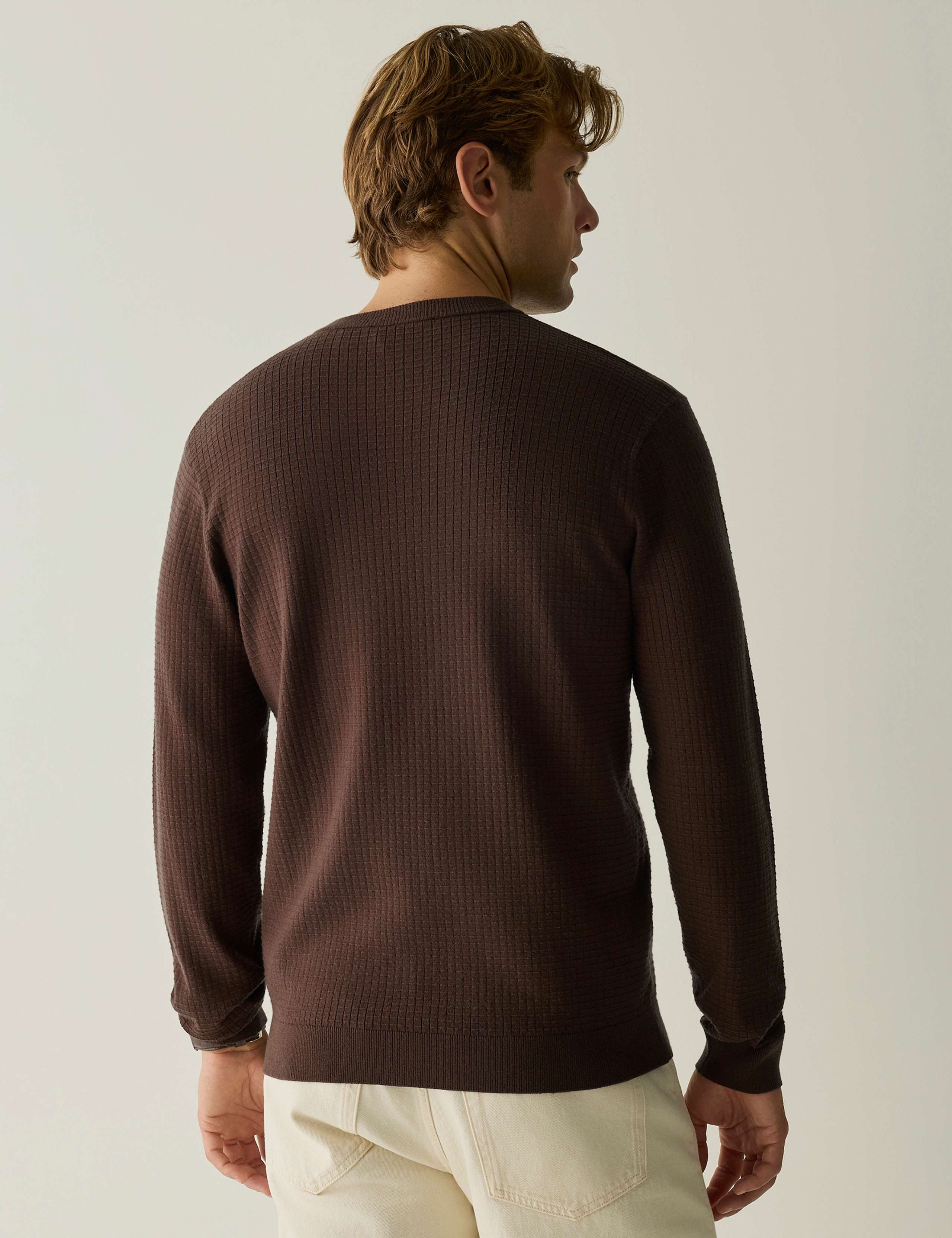 Waffle Knit Crew Neck Jumper 8 of 8