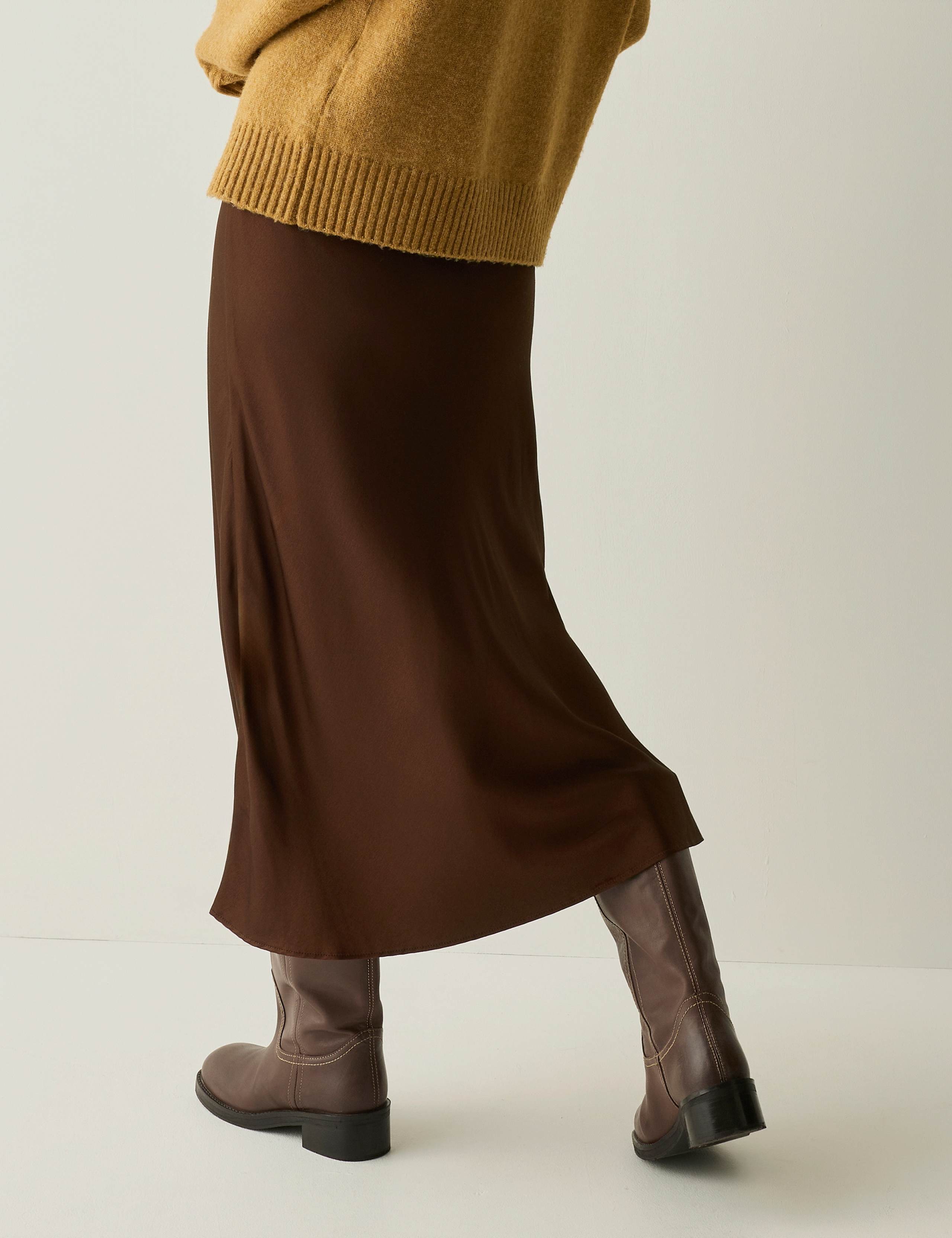 Satin Midi Slip Skirt 6 of 7