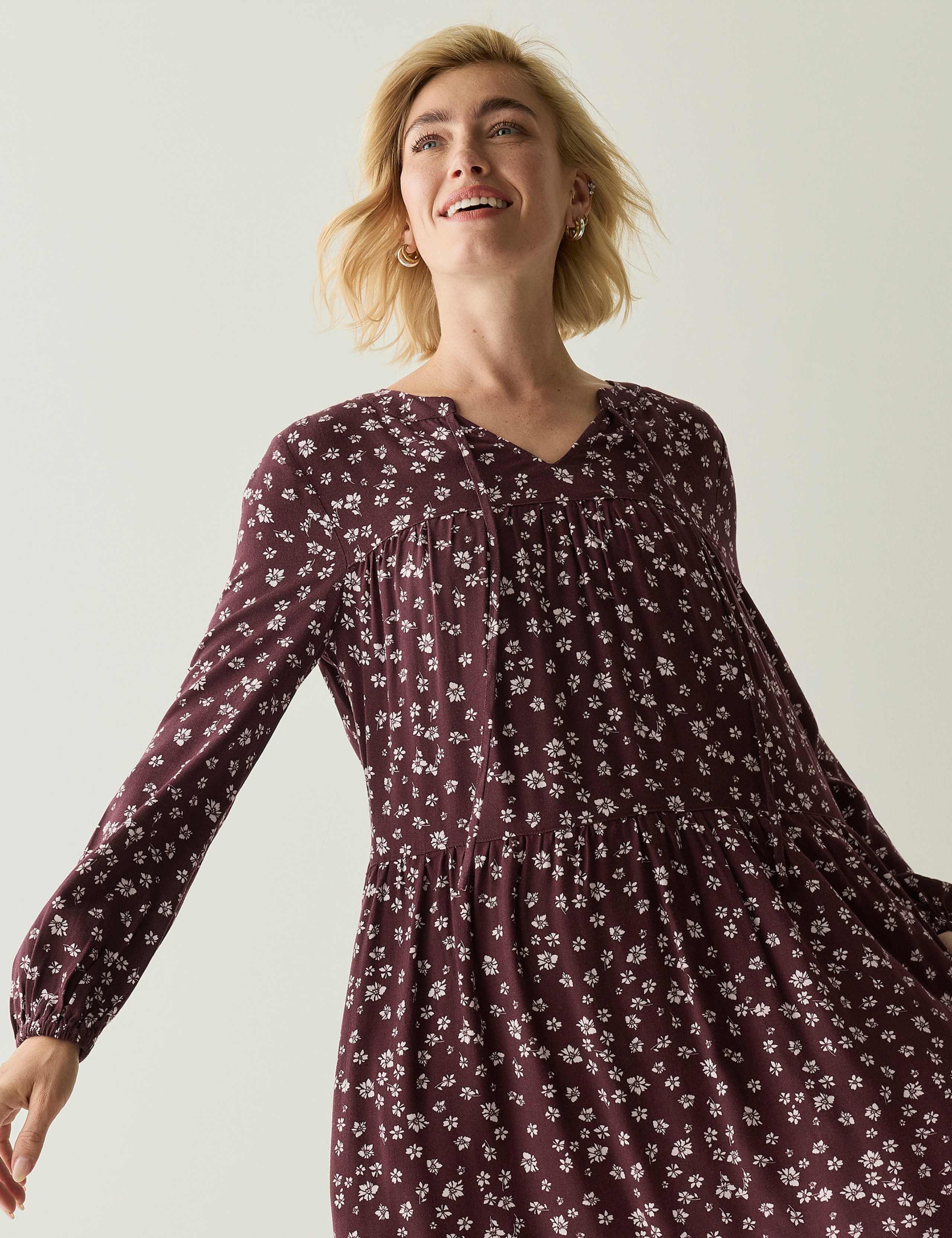 Floral V Neck Button Front Maxi Tiered Dress 7 of 7