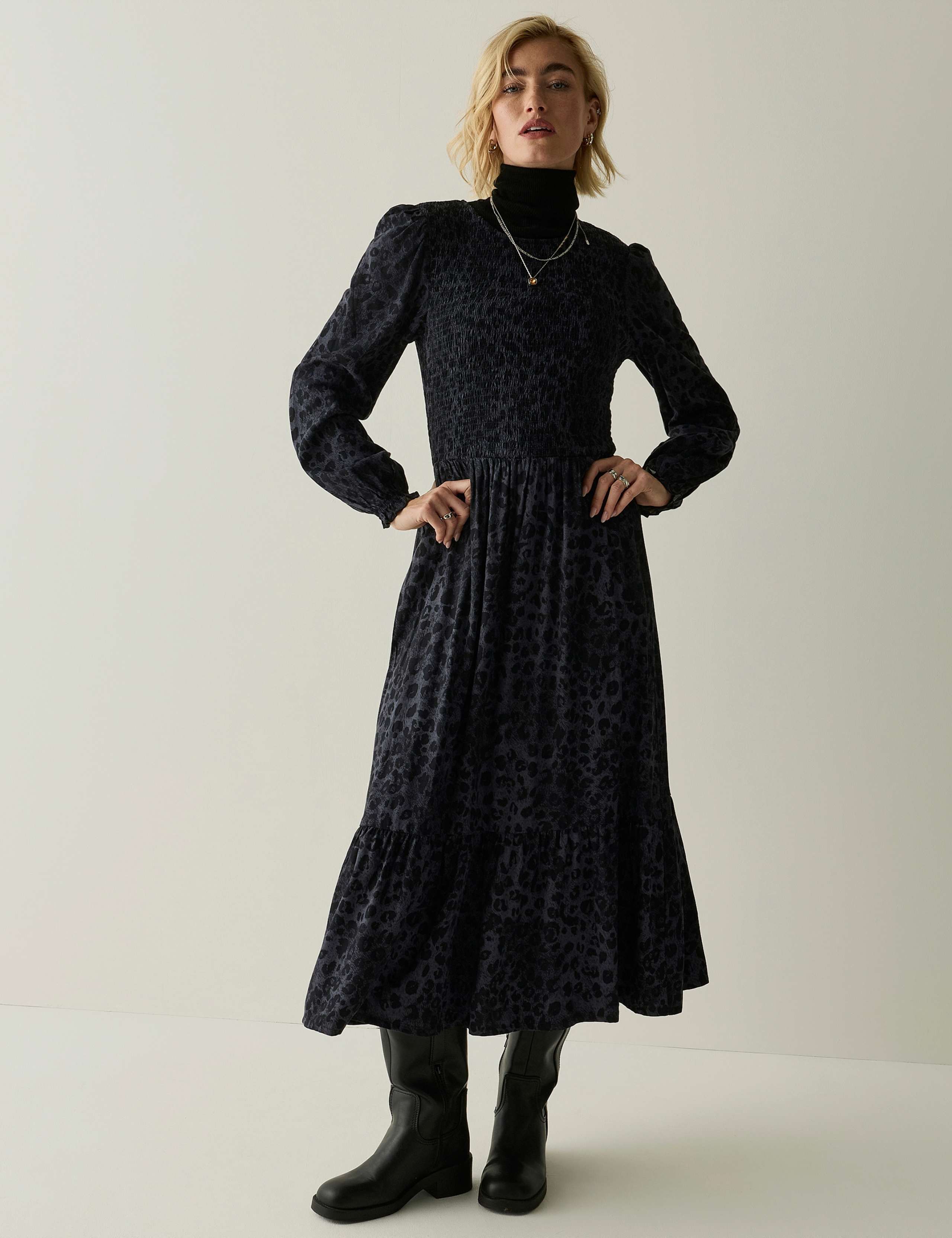 Textured Shirred Maxi Tiered Dress 1 of 7
