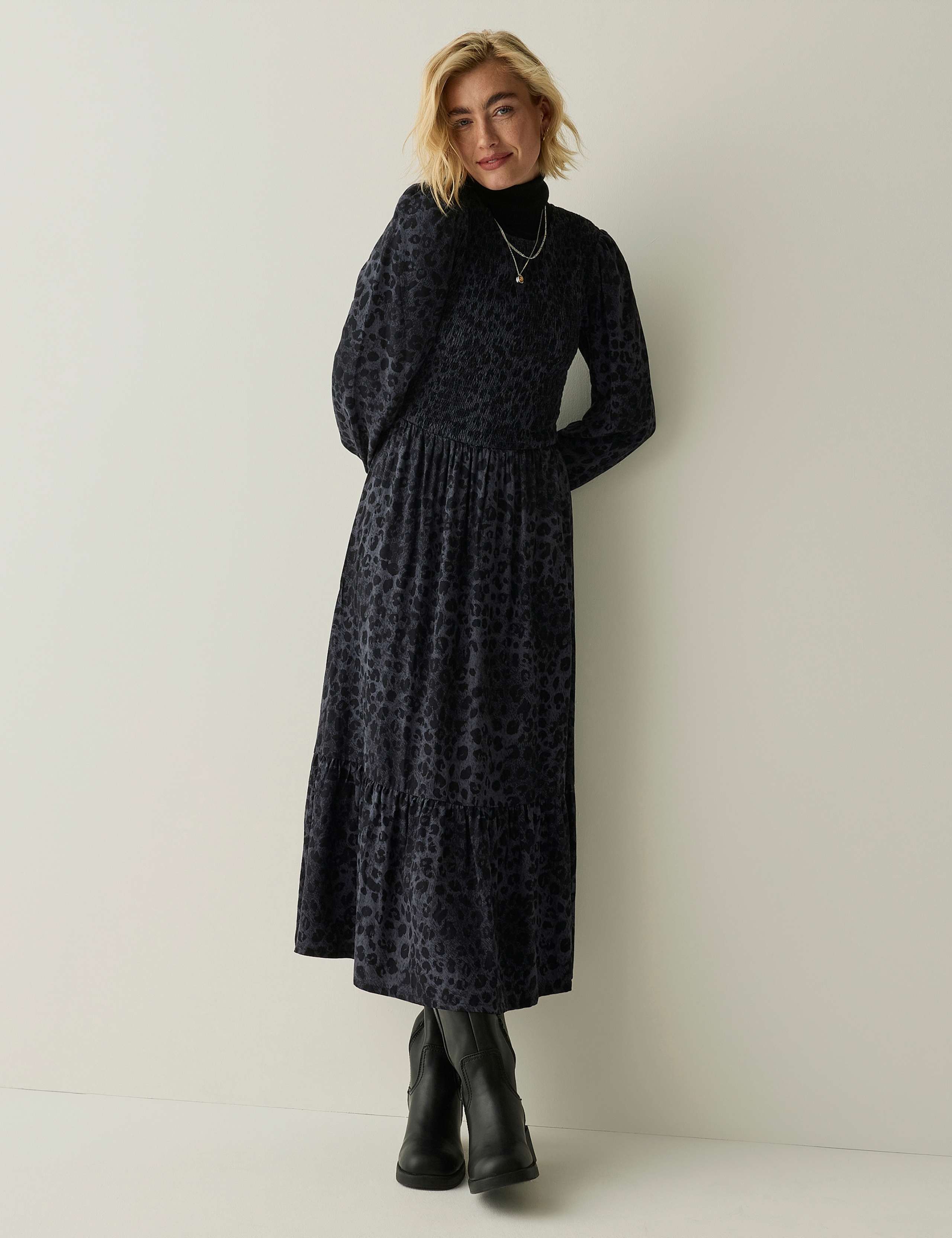 Textured Shirred Maxi Tiered Dress 3 of 7