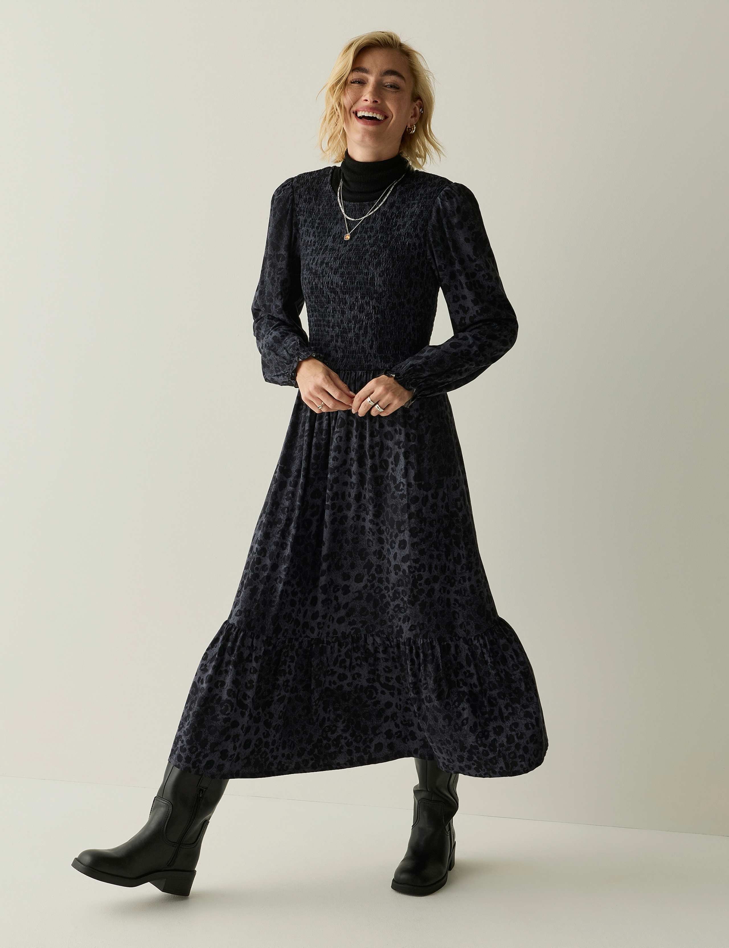 Textured Shirred Maxi Tiered Dress 4 of 7