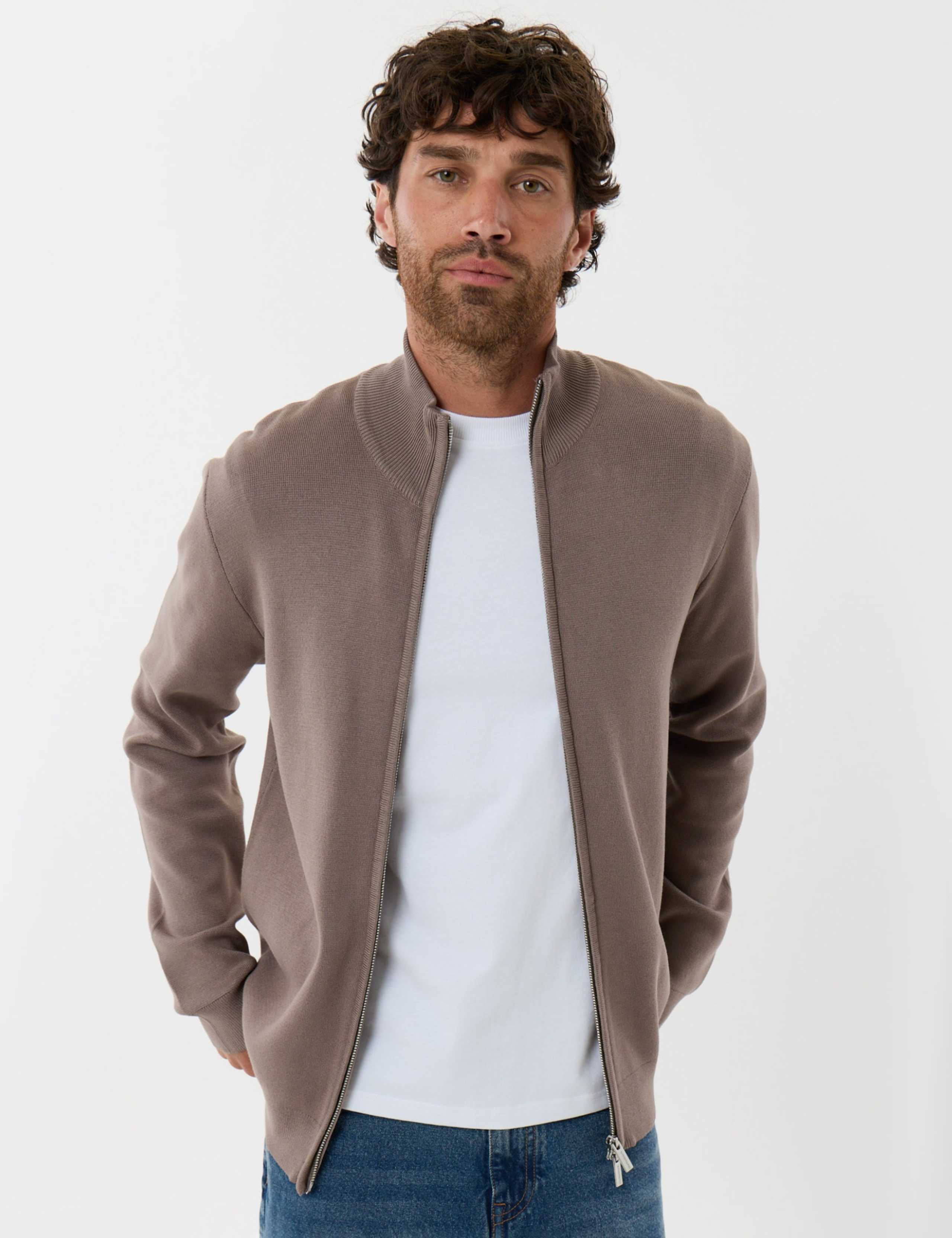 Funnel Neck Zip Up Cardigan 1 of 6