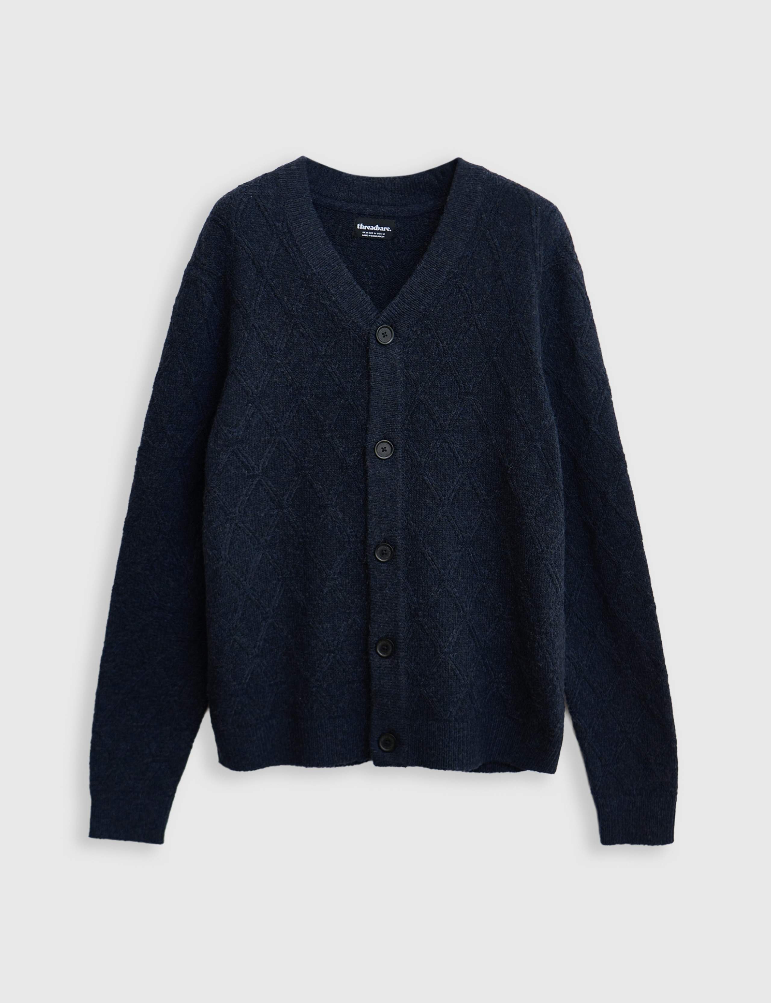 Wool Blend Cable Knit V Neck Cardigan 2 of 6