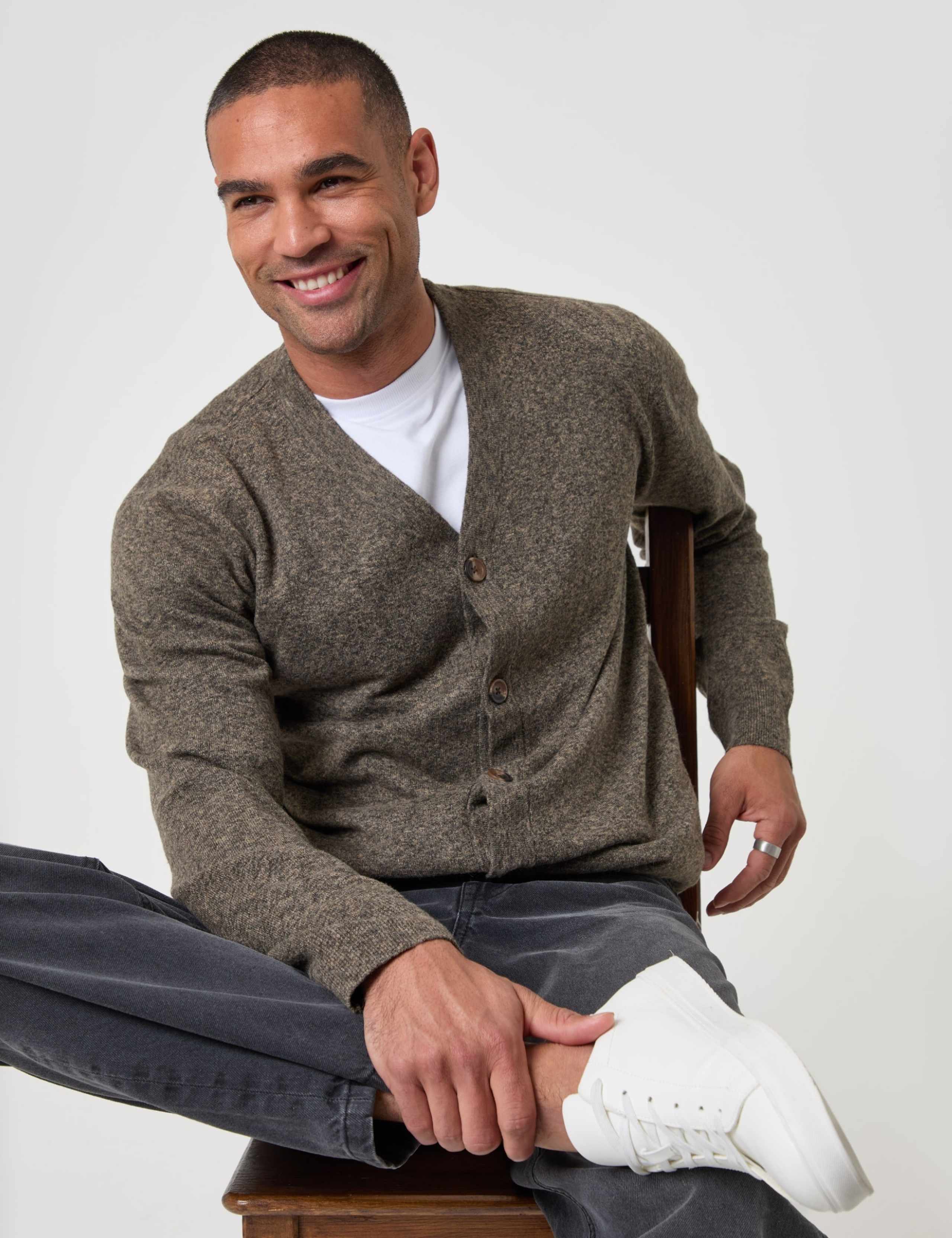 Textured V Neck Cardigan 1 of 8