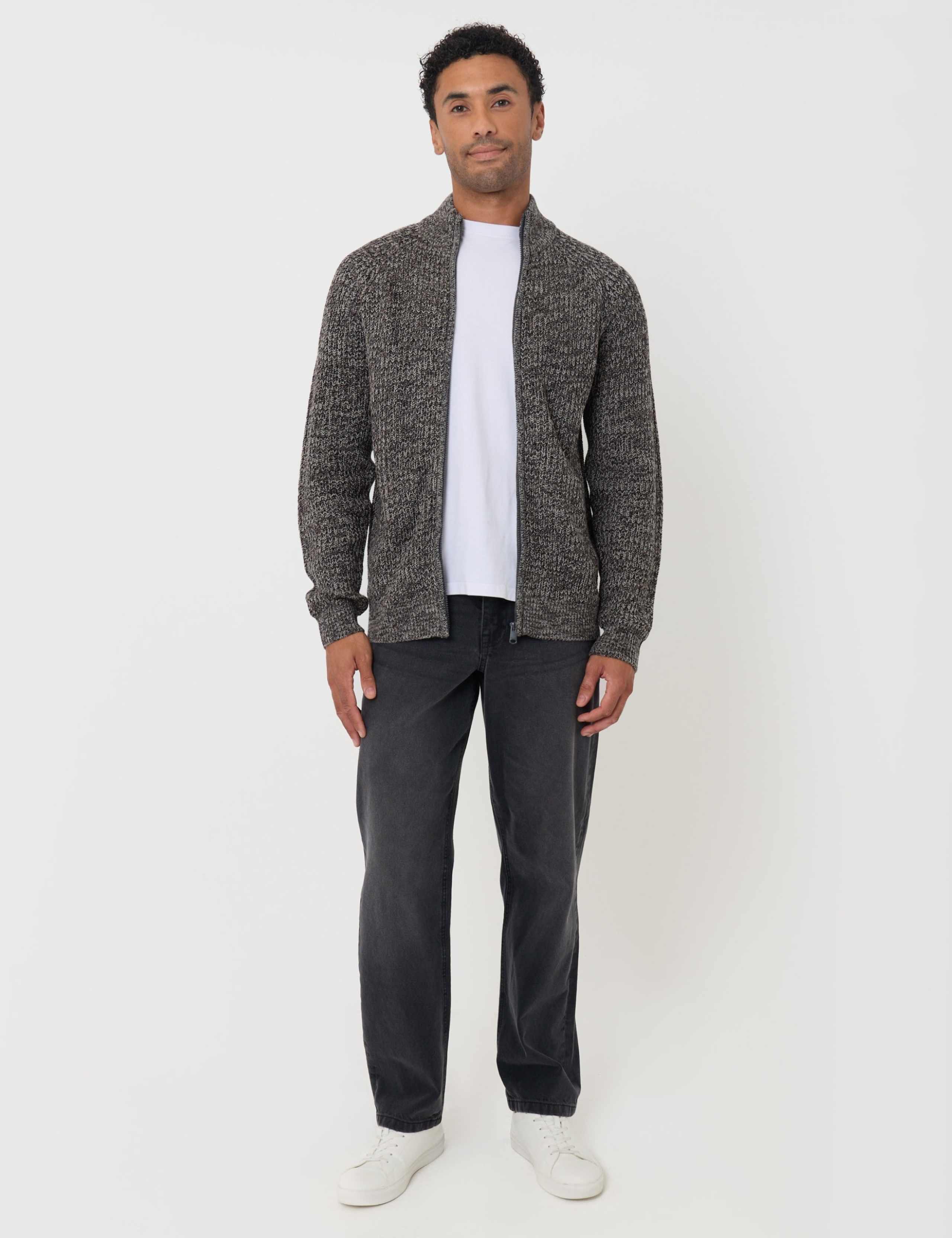 Textured Funnel Neck Zip Up Cardigan 3 of 7