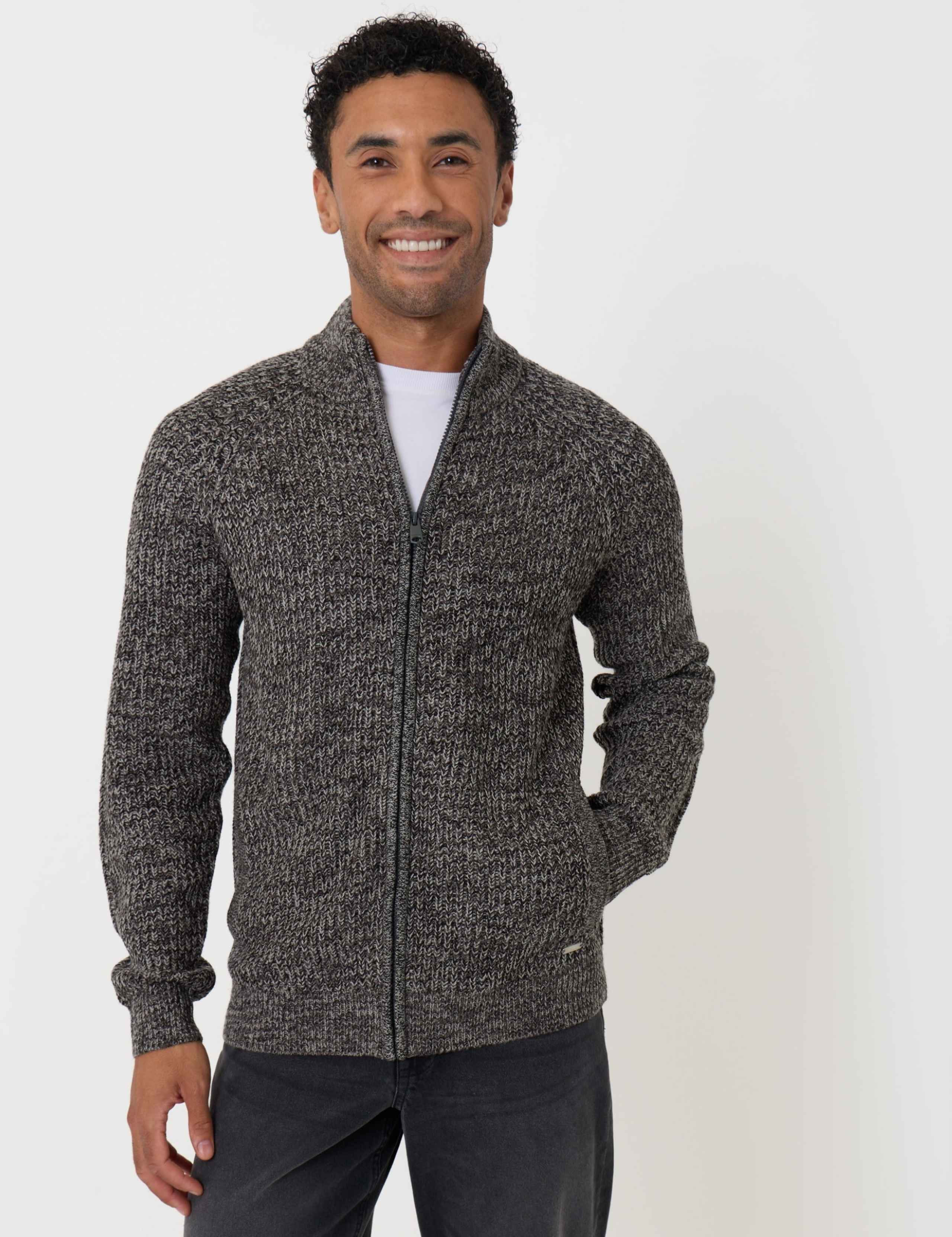 Textured Funnel Neck Zip Up Cardigan 4 of 7