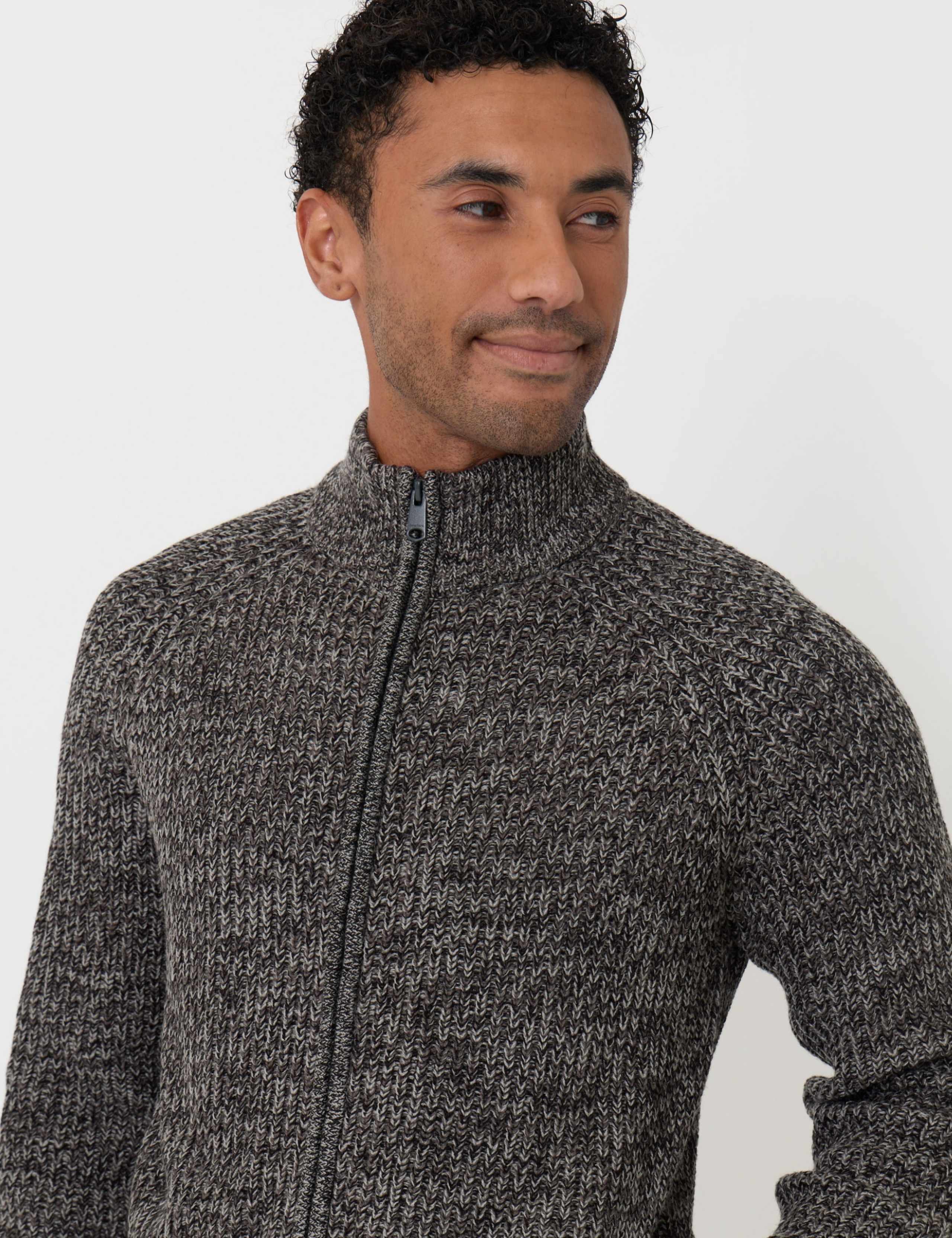 Textured Funnel Neck Zip Up Cardigan 5 of 7