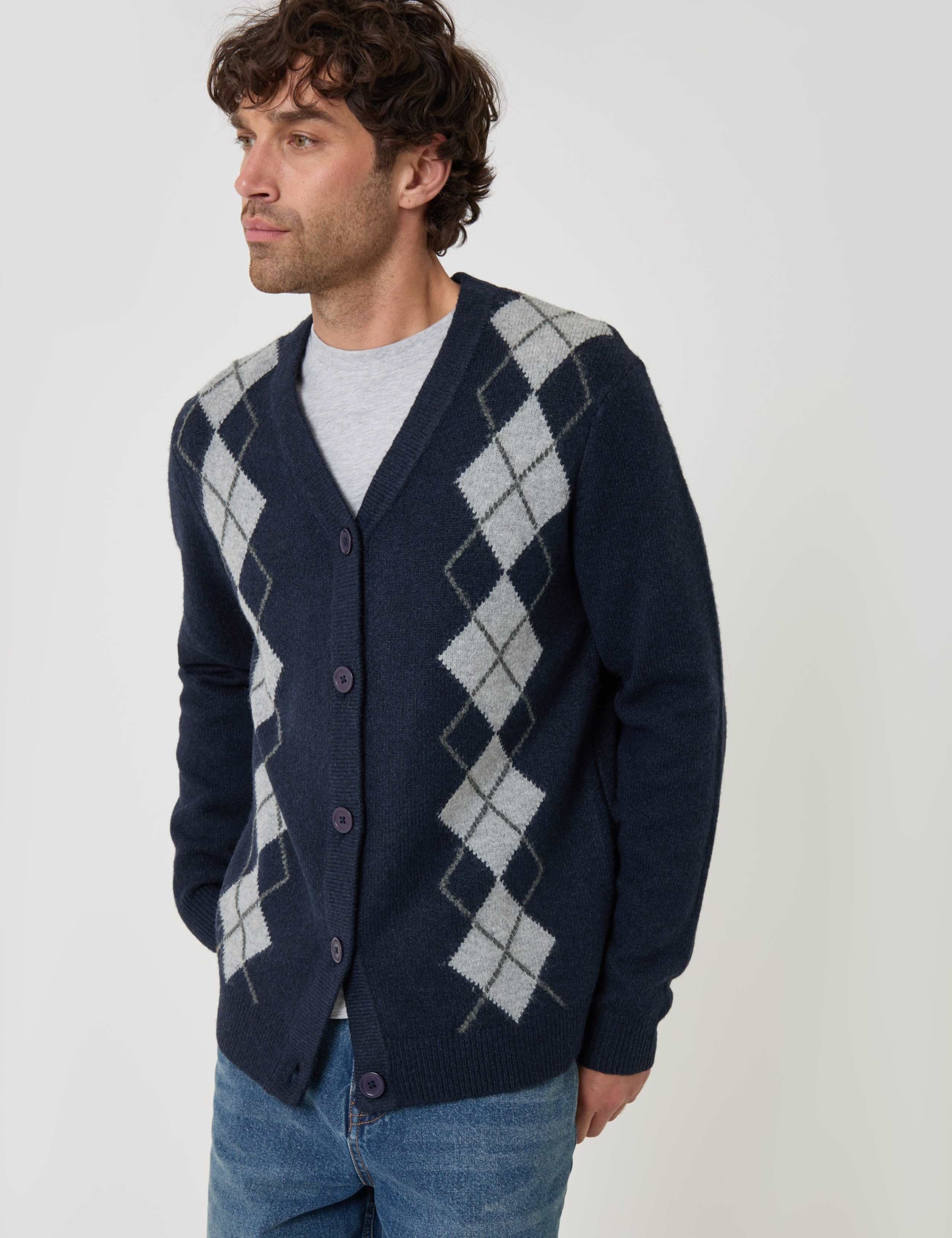 Argyle V-Neck Cardigan 1 of 5