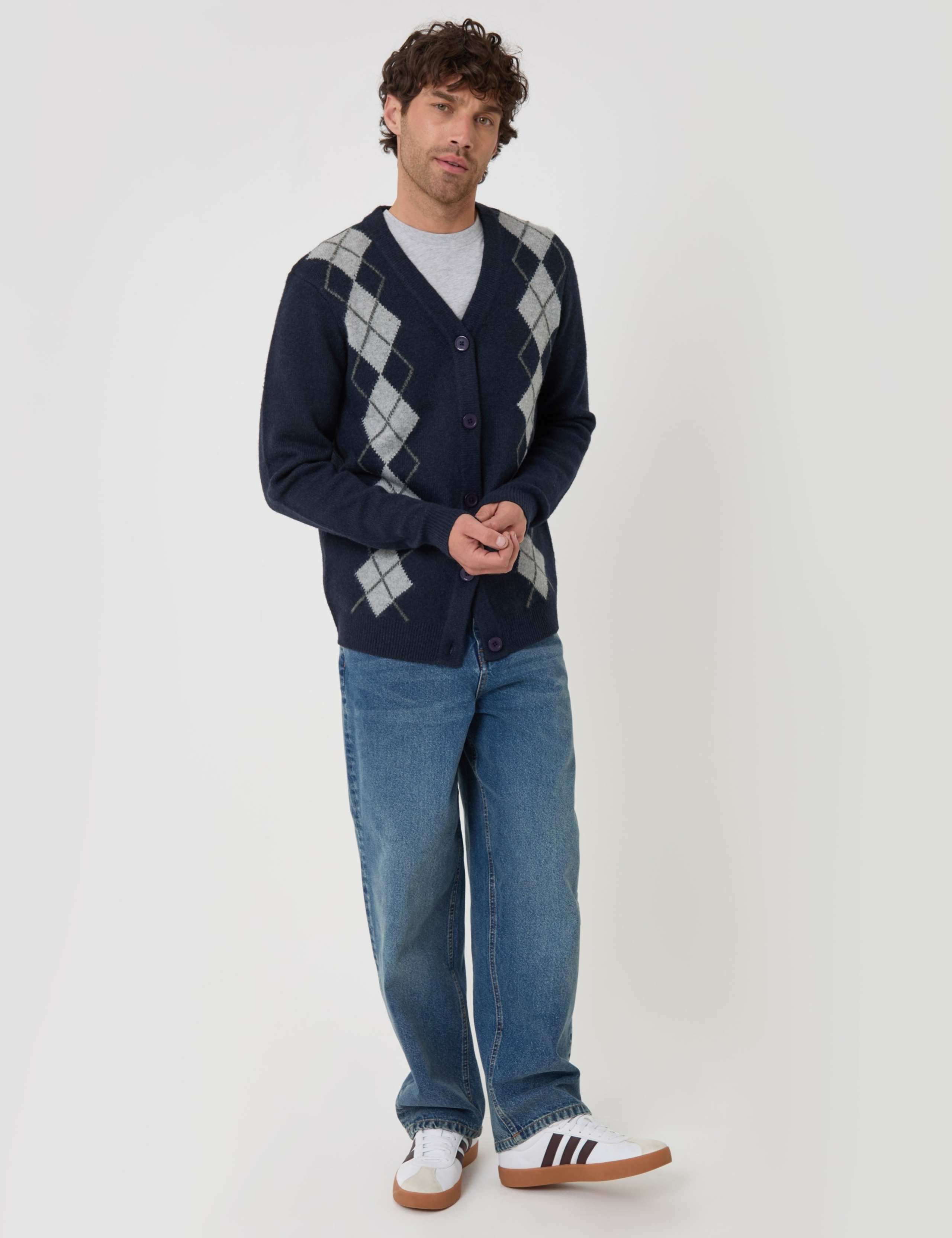 Argyle V-Neck Cardigan 3 of 5