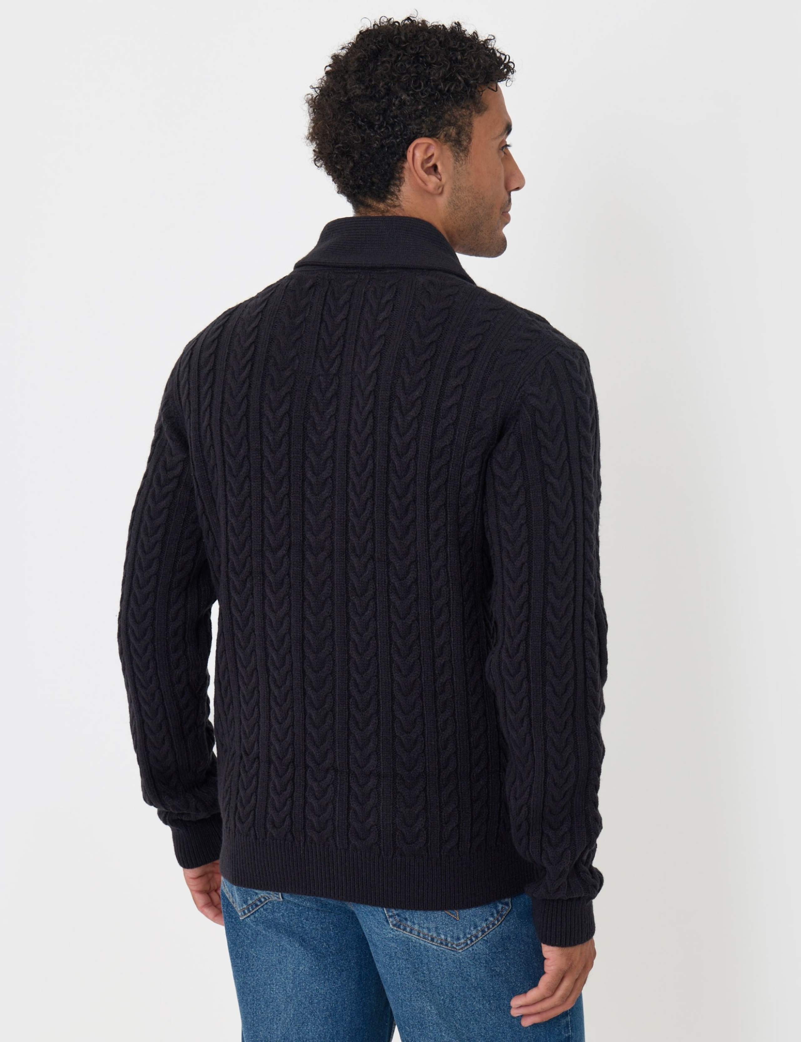 Cable Collared Neck Cardigan with Wool 5 of 5