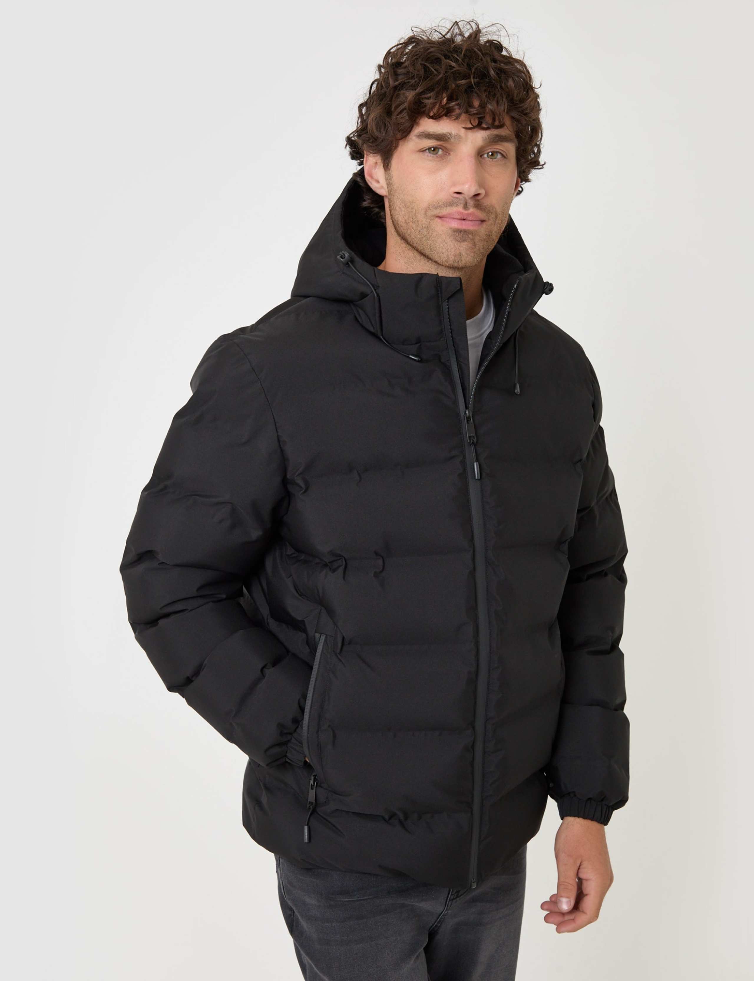 Showerproof Borg Lined Hooded Puffer Jacket 1 of 6