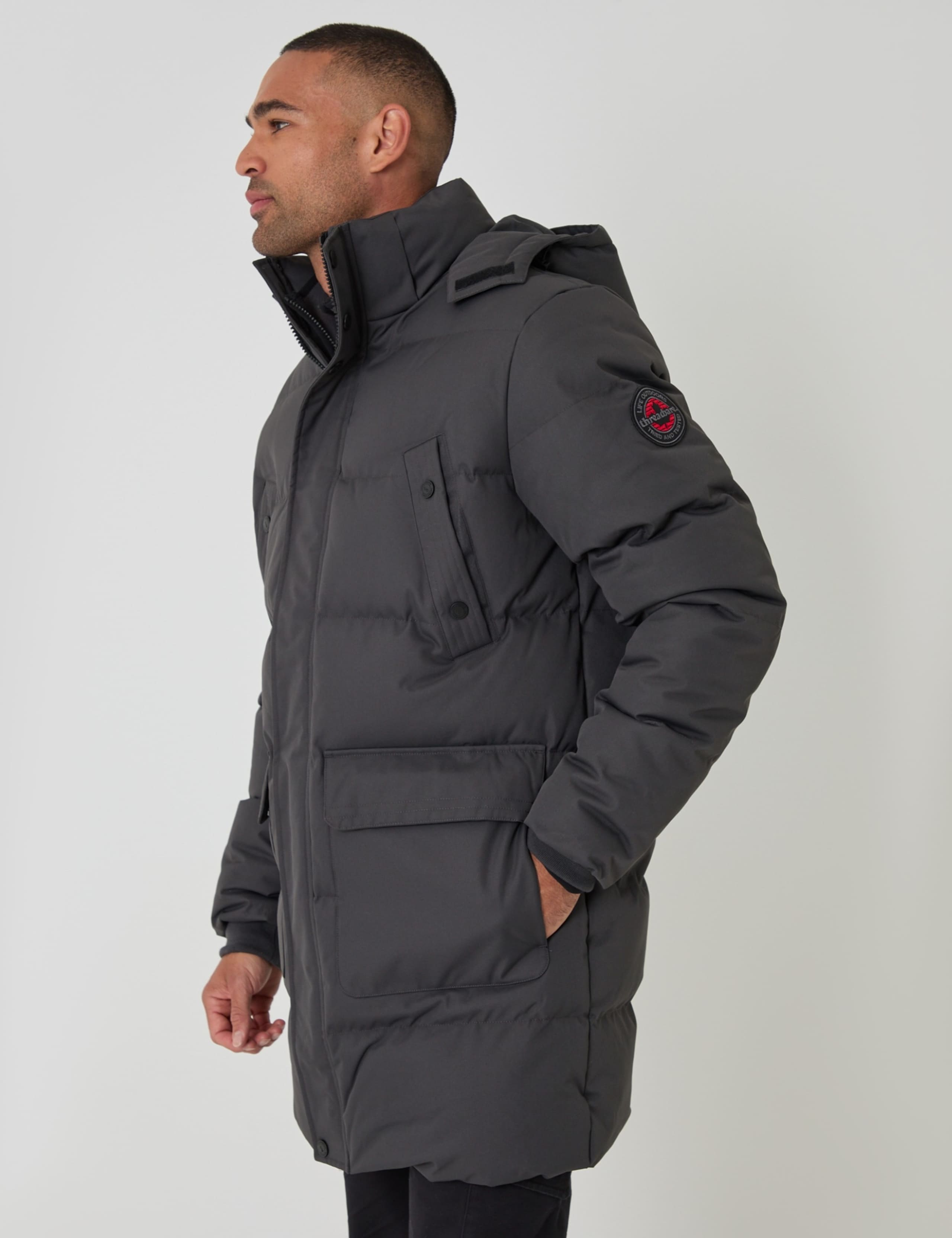 Hooded Puffer Jacket with Adjustable Waist 4 of 6
