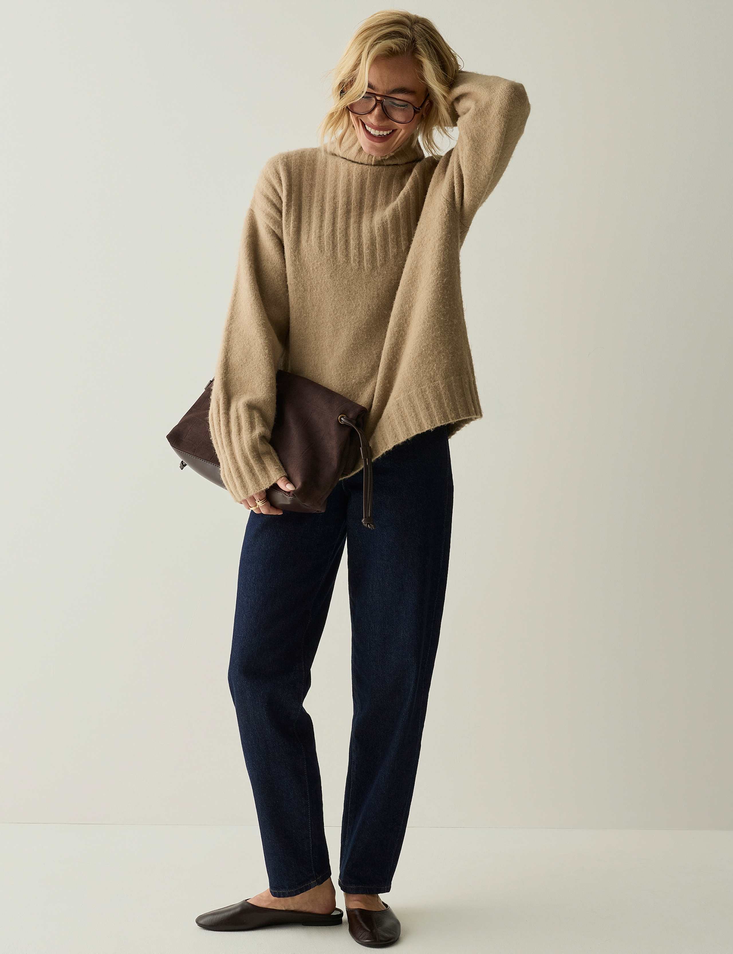 Striped Funnel Neck Relaxed Jumper 4 of 7