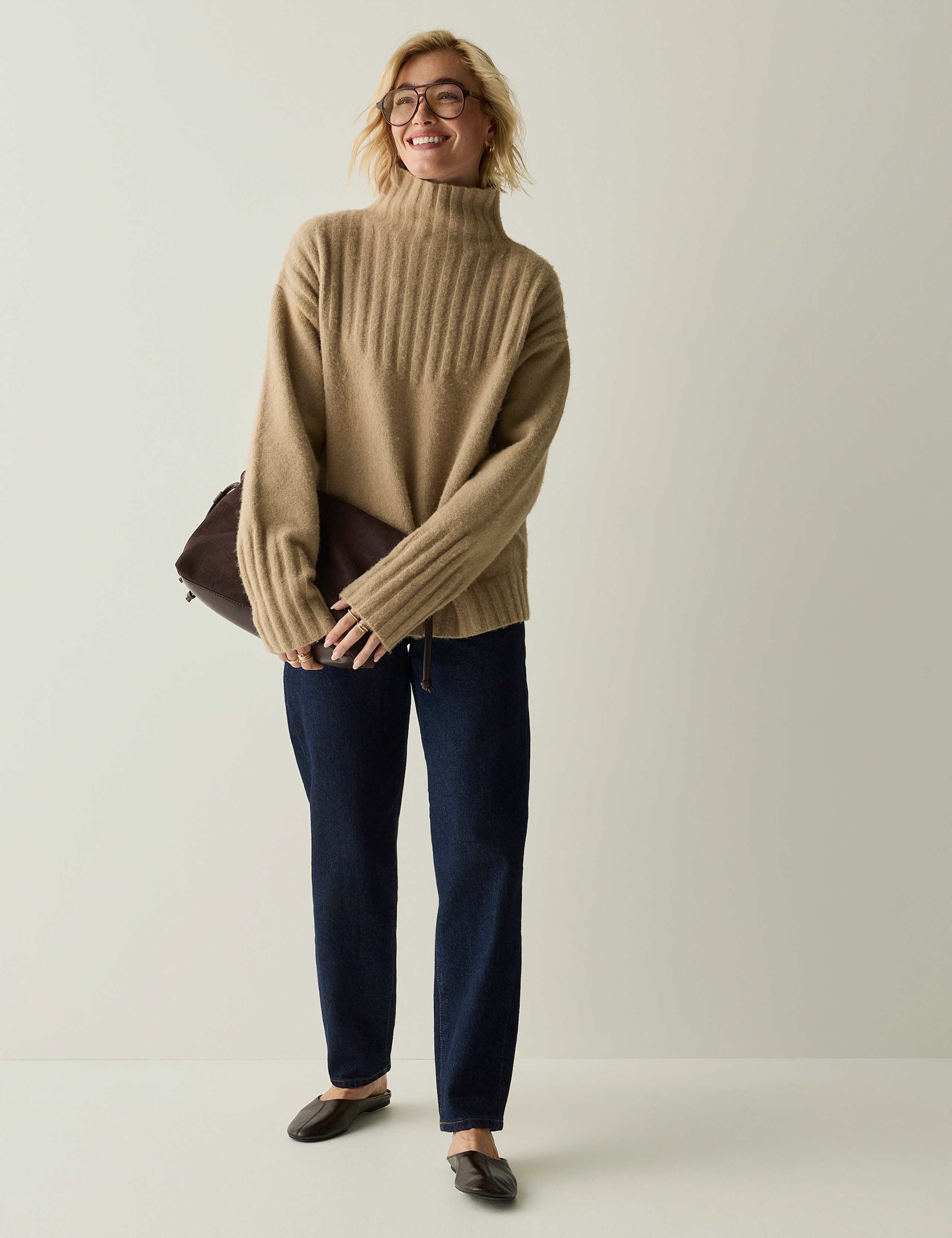 Striped Funnel Neck Relaxed Jumper 5 of 7