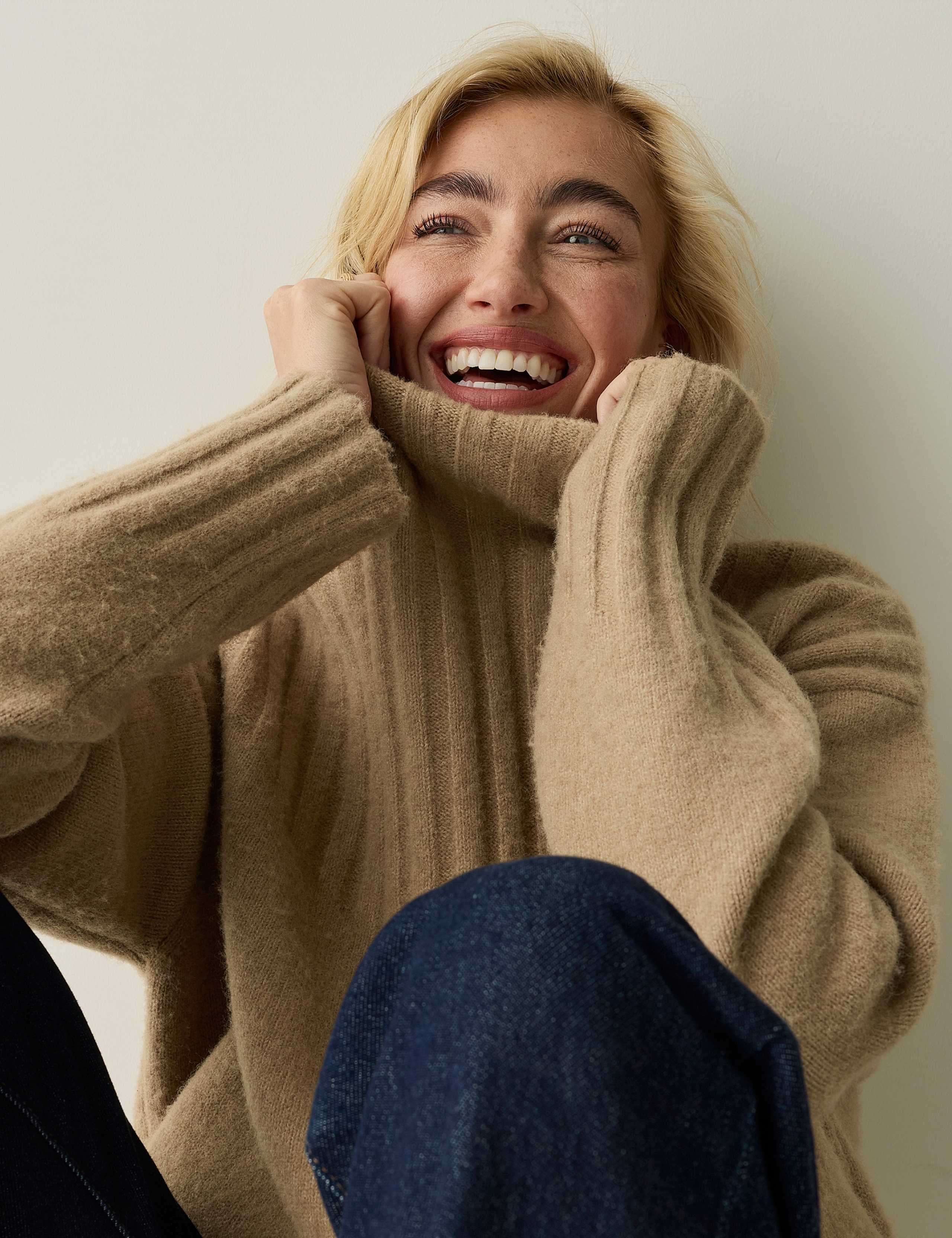 Striped Funnel Neck Relaxed Jumper 6 of 7