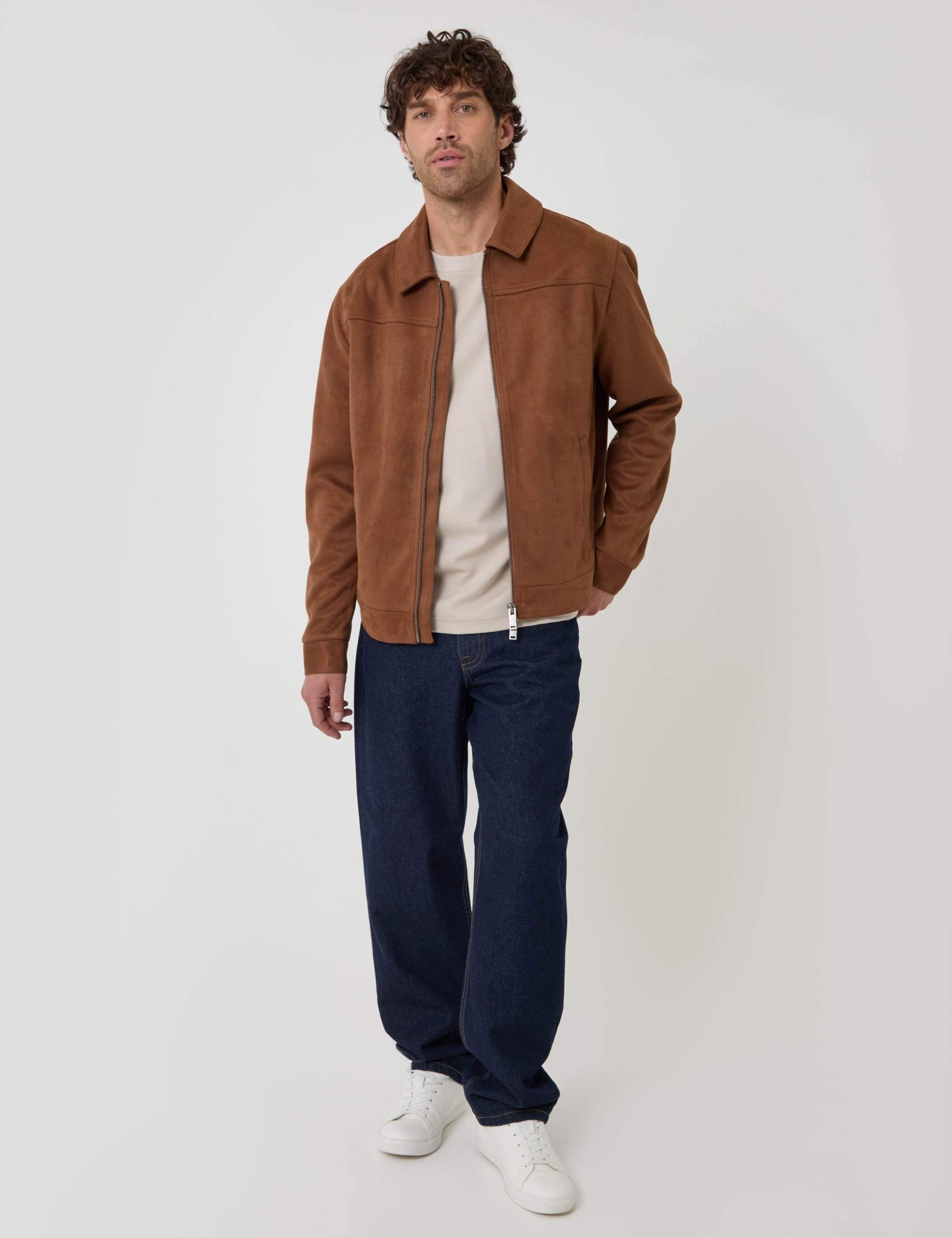 Faux Suede Zip Up Collared Jacket 3 of 6