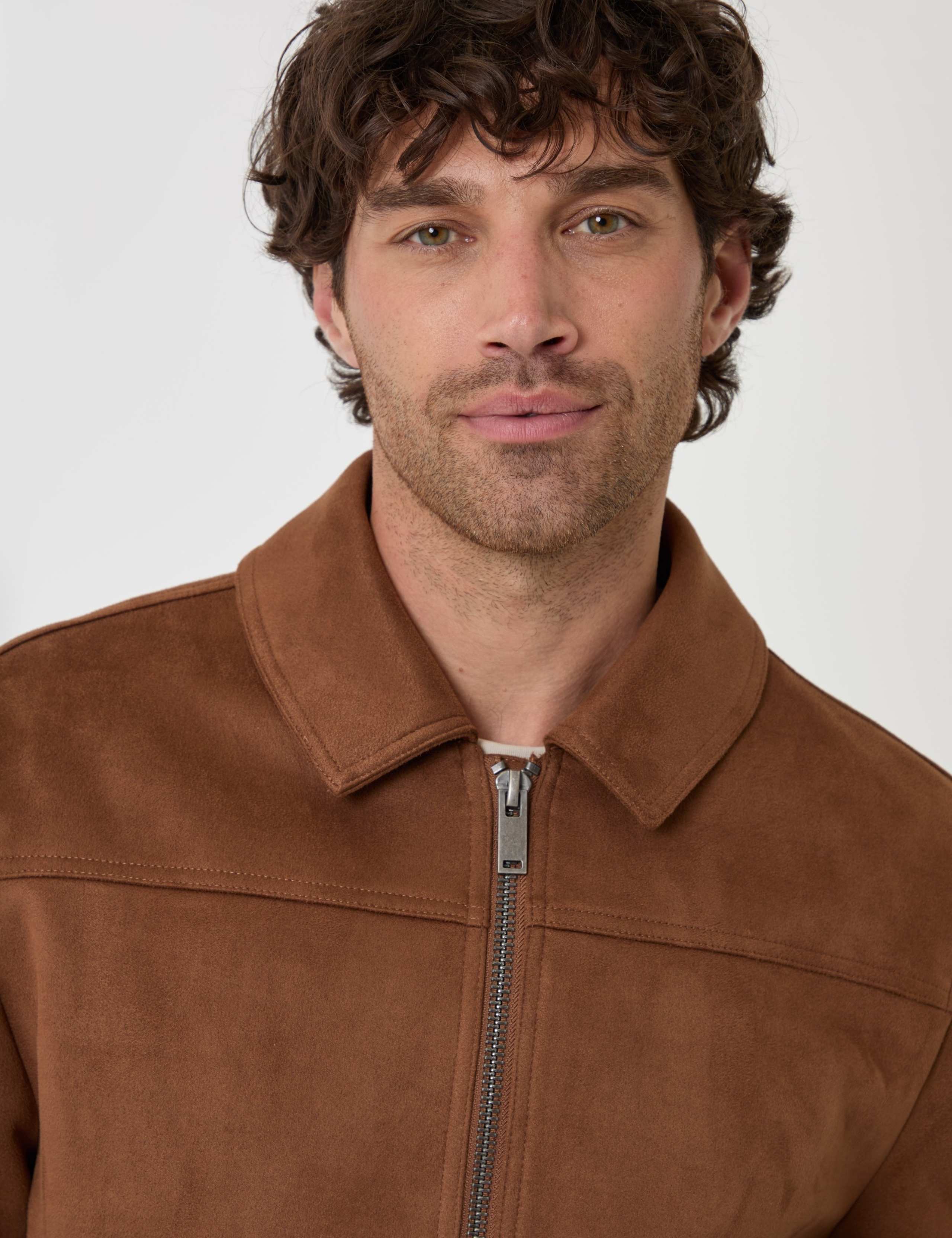 Faux Suede Zip Up Collared Jacket 5 of 6
