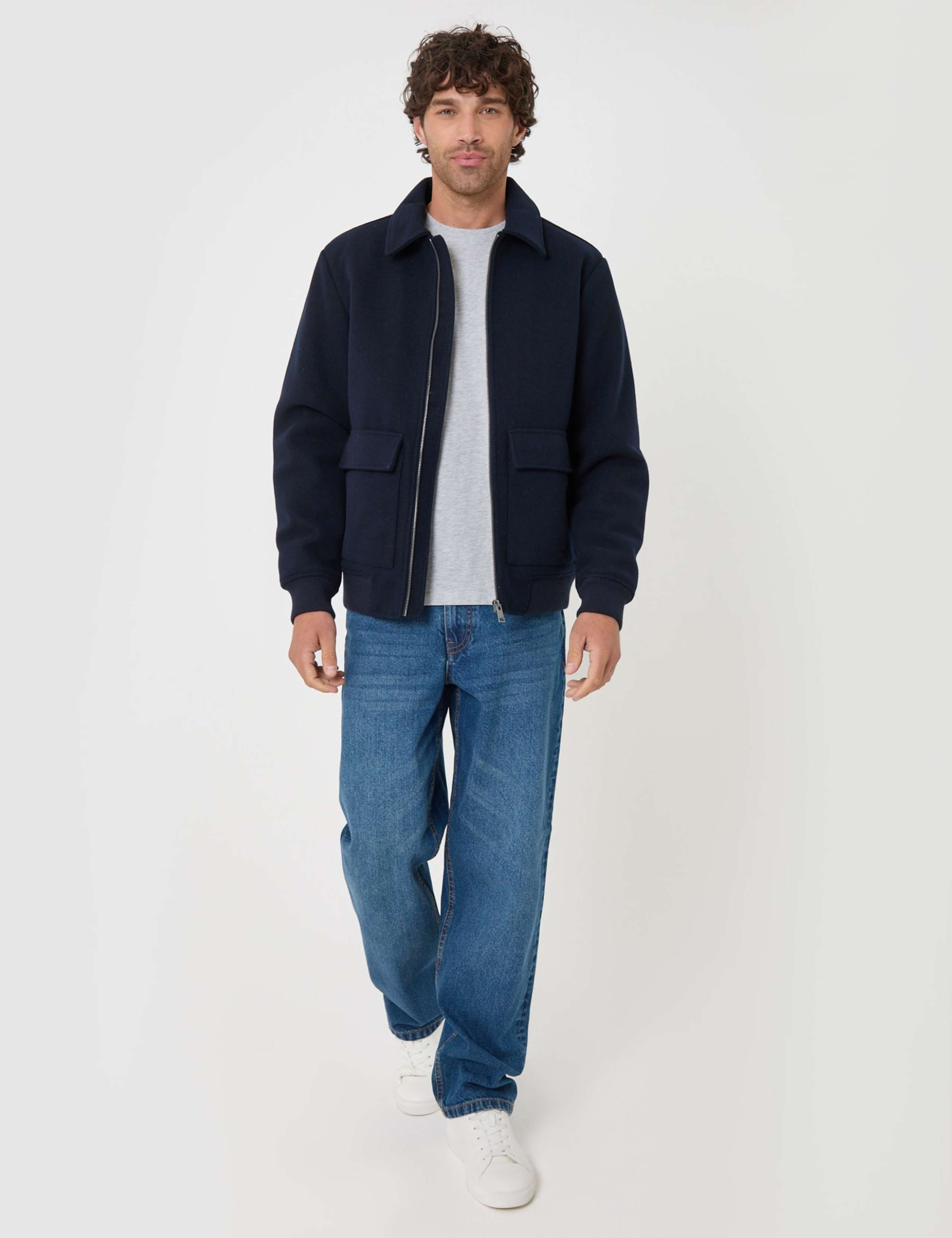 Faux Wool Collared Lightweight Jacket 3 of 7