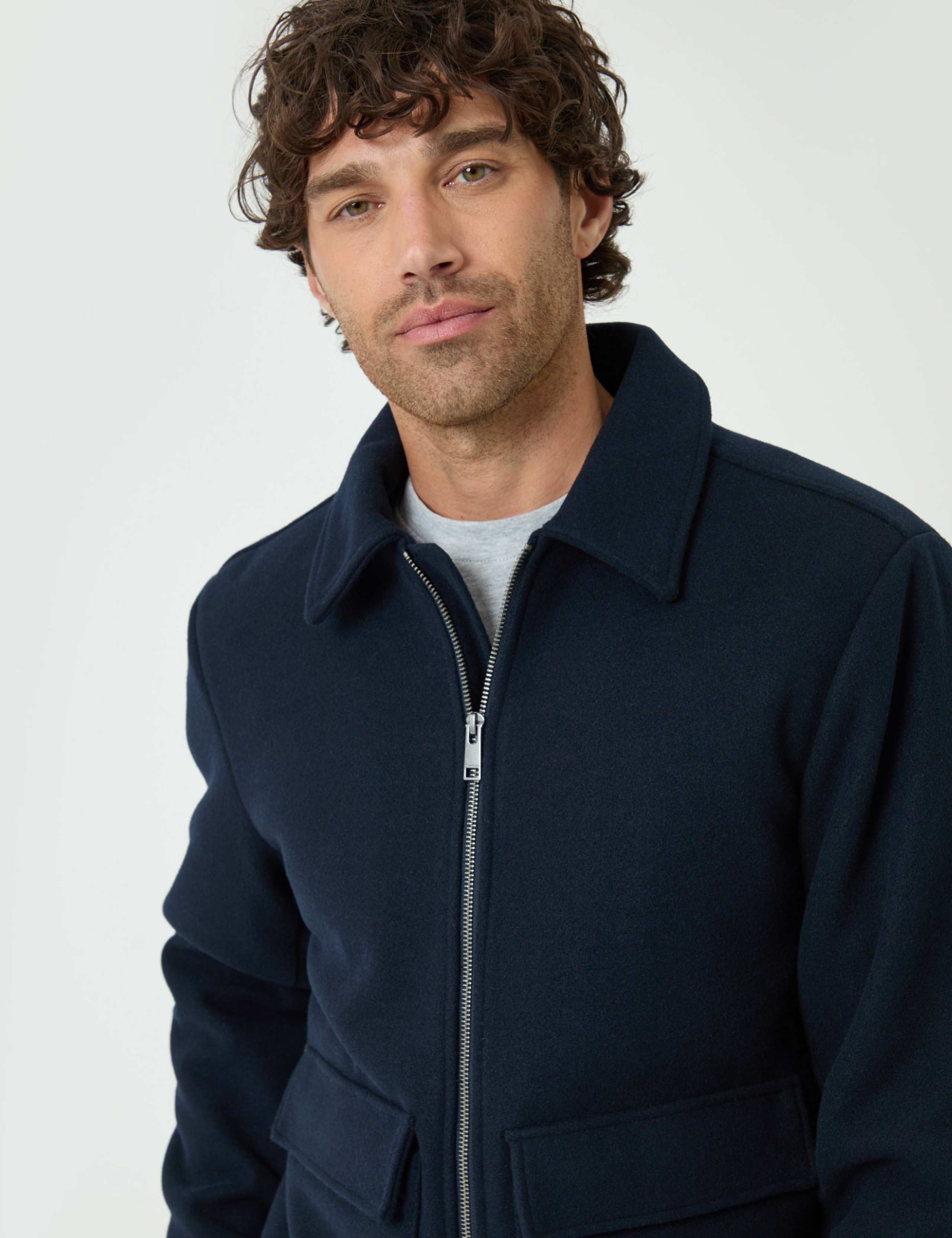 Faux Wool Collared Lightweight Jacket 5 of 7