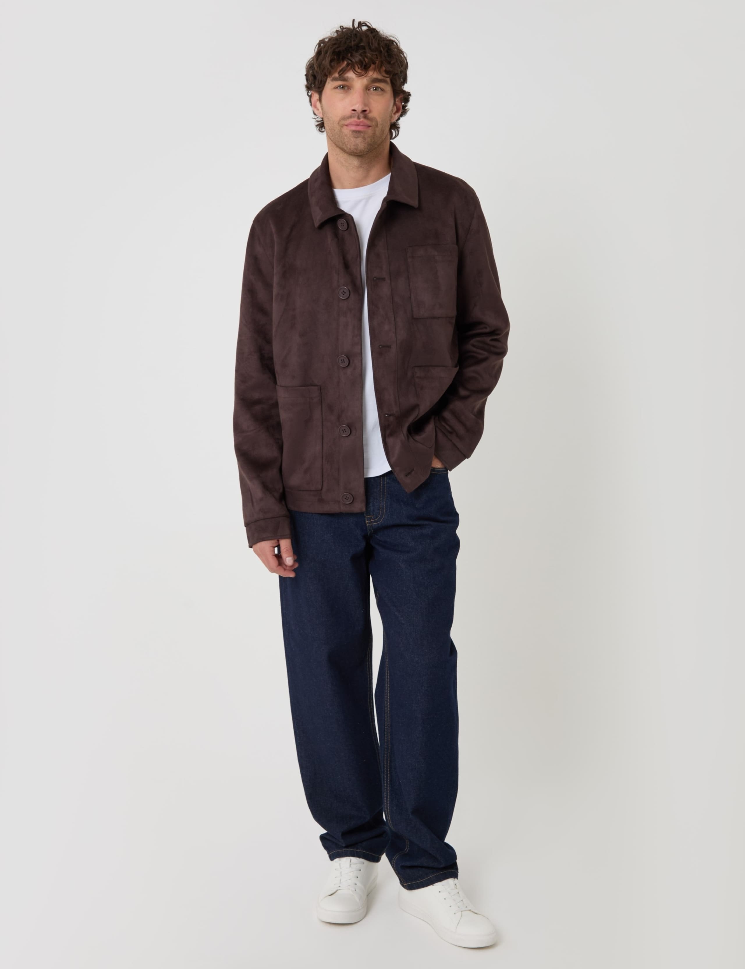 Faux Suede Collared Button Up Jacket 2 of 5