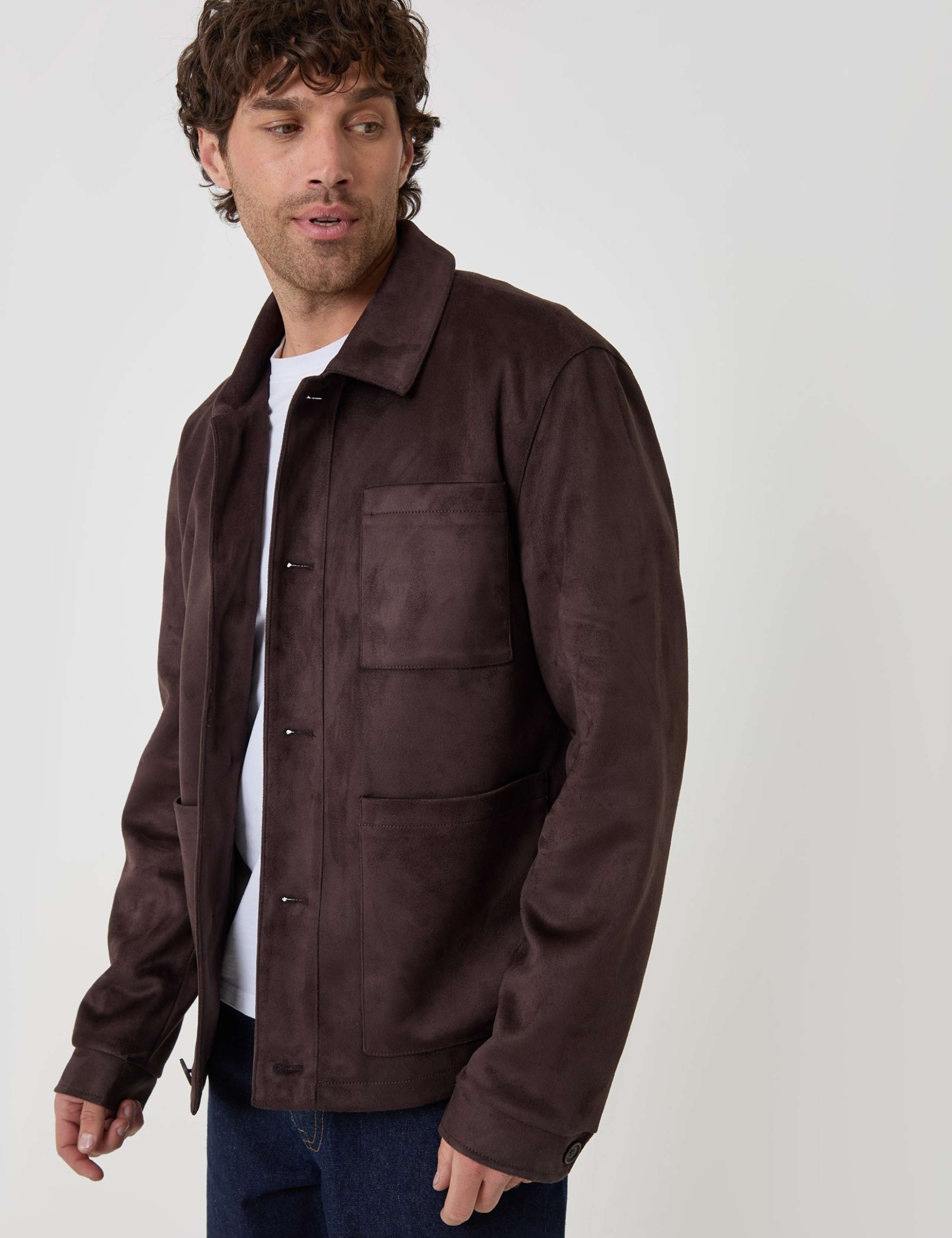 Faux Suede Collared Button Up Jacket 3 of 5