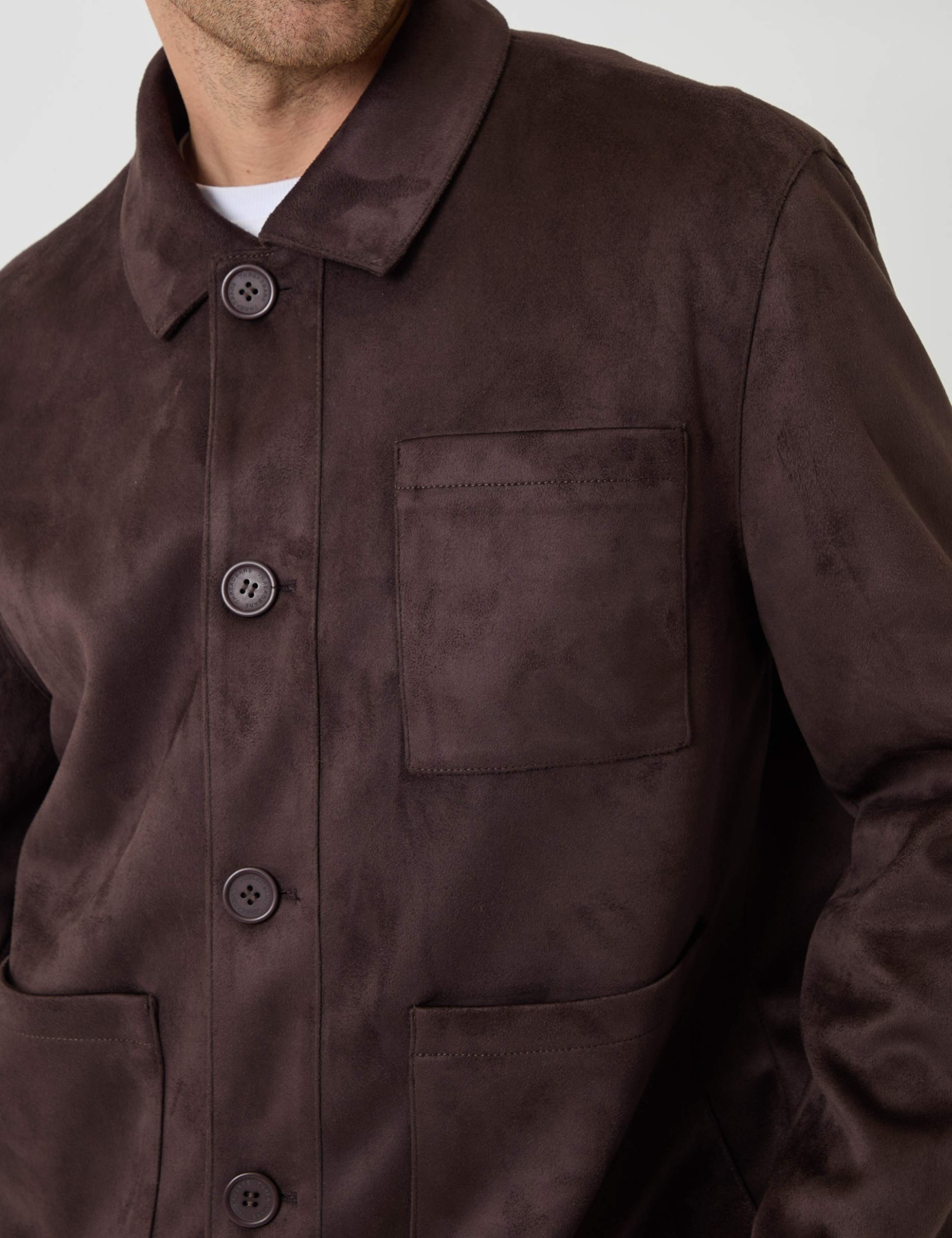 Faux Suede Collared Button Up Jacket 4 of 5