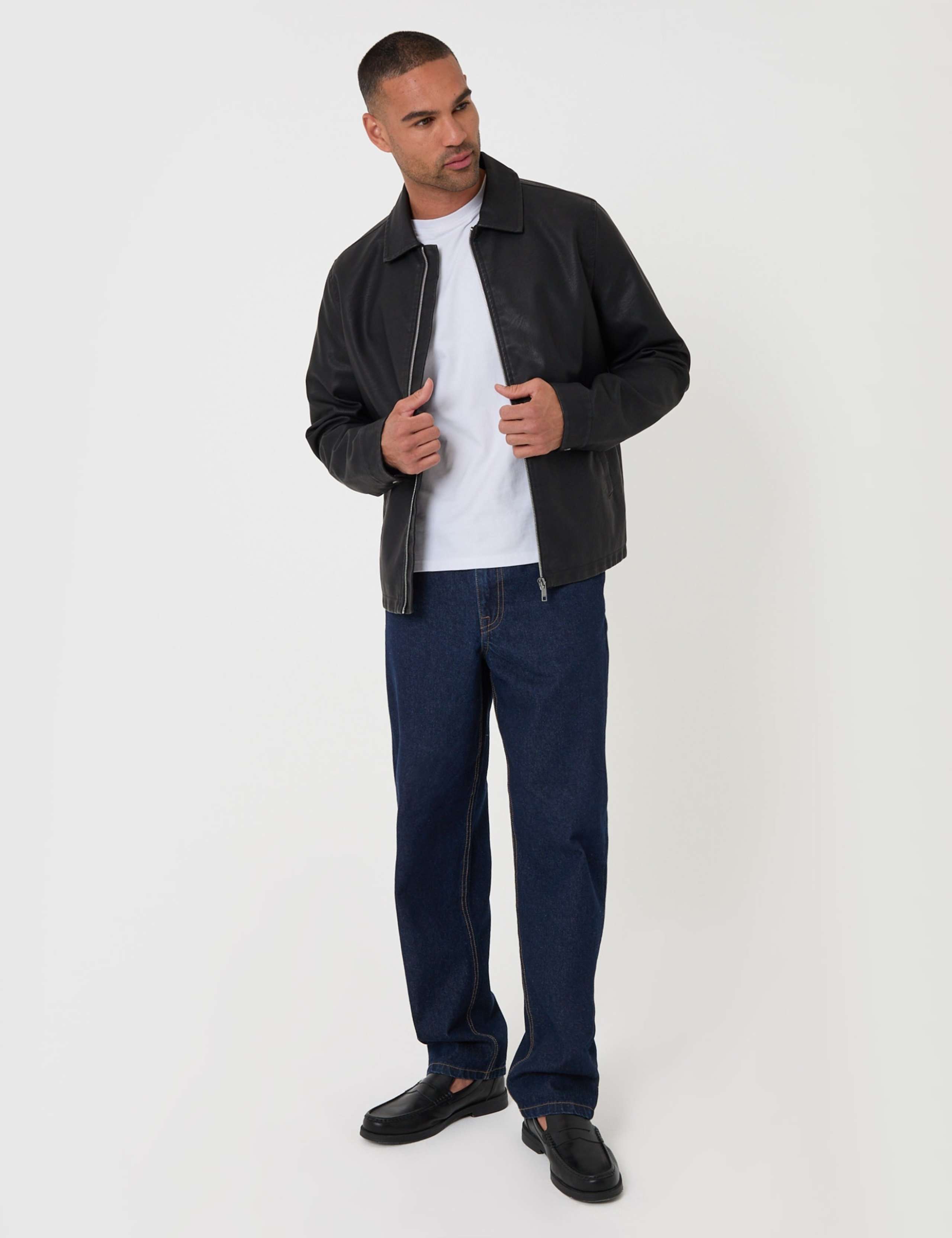Faux Leather Zip Up Collared Jacket 3 of 6