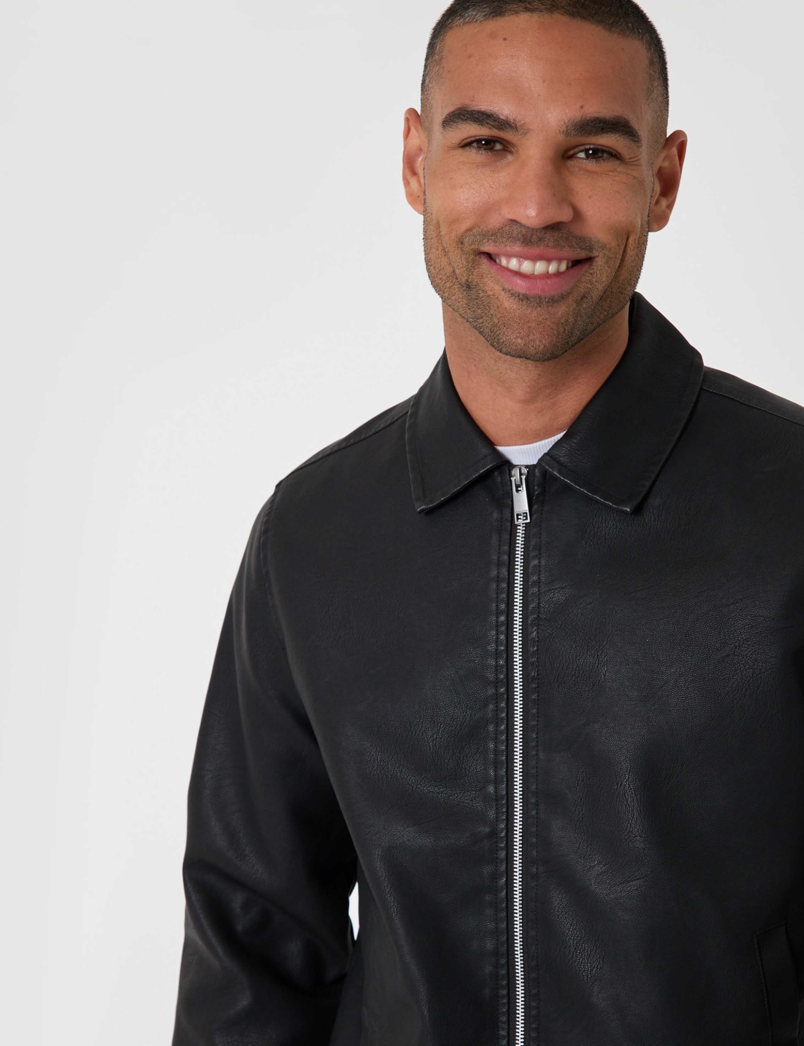 Faux Leather Zip Up Collared Jacket 4 of 6