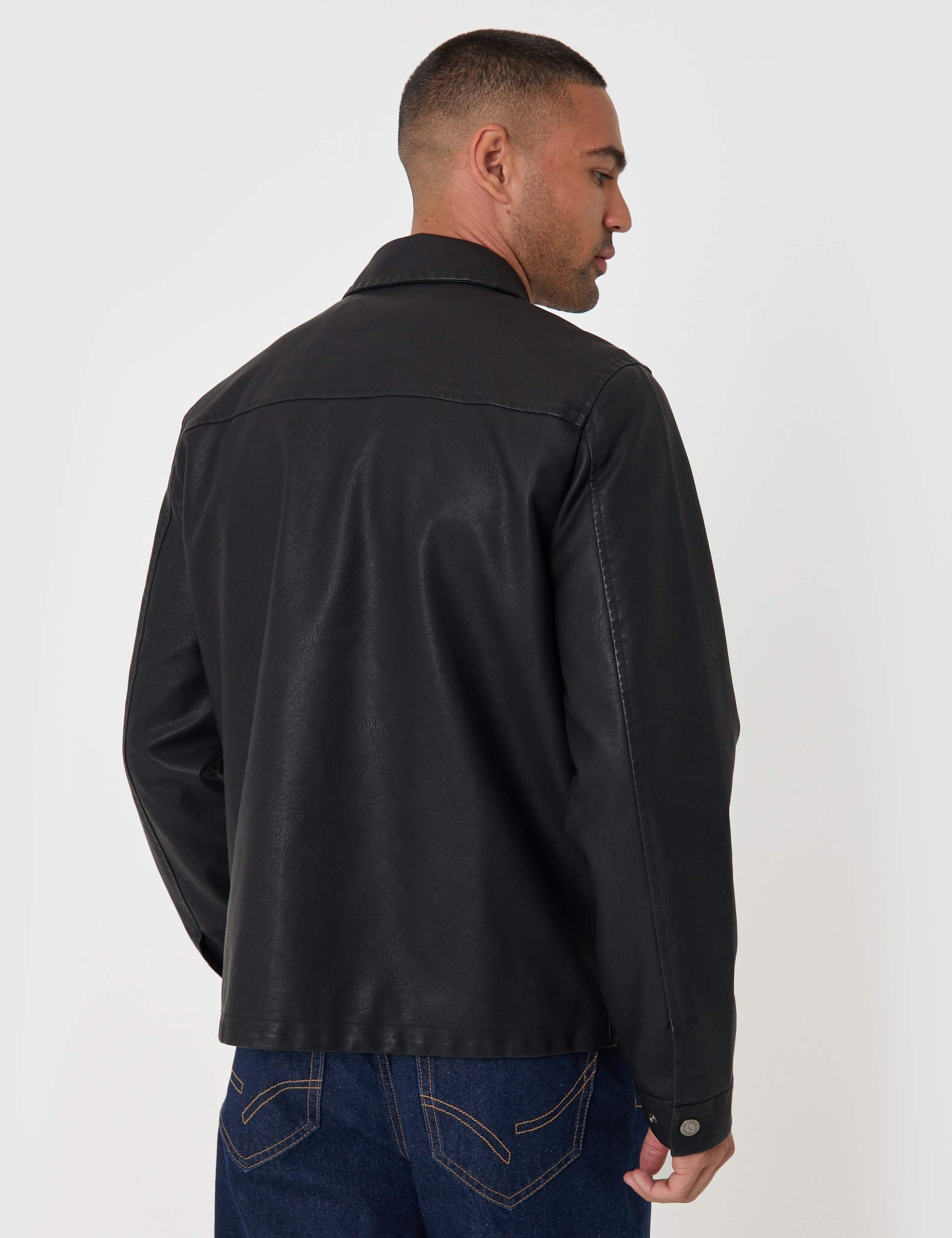 Faux Leather Zip Up Collared Jacket 6 of 6
