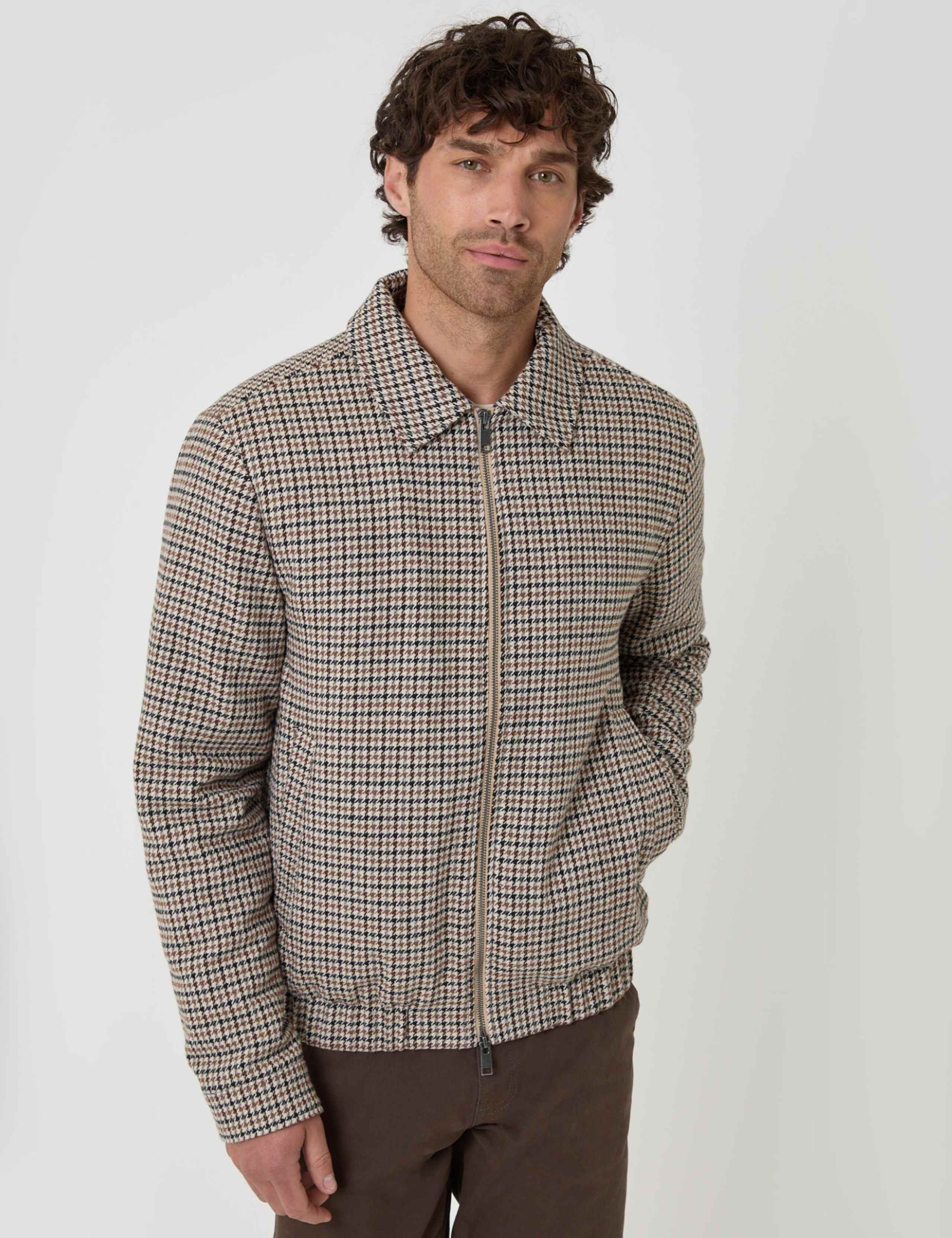 Houndstooth Collared Harrington Jacket 1 of 6