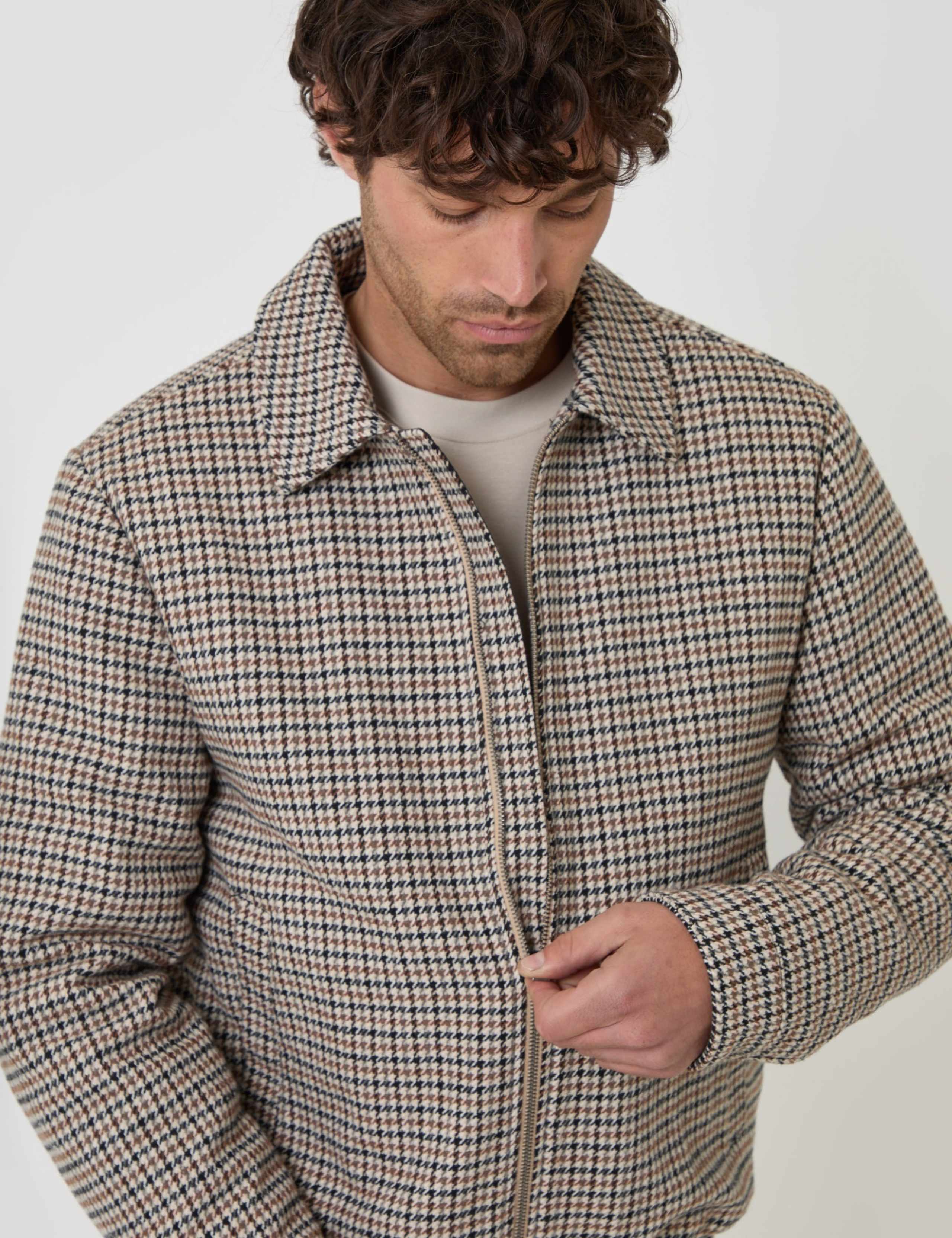 Houndstooth Collared Harrington Jacket 5 of 6
