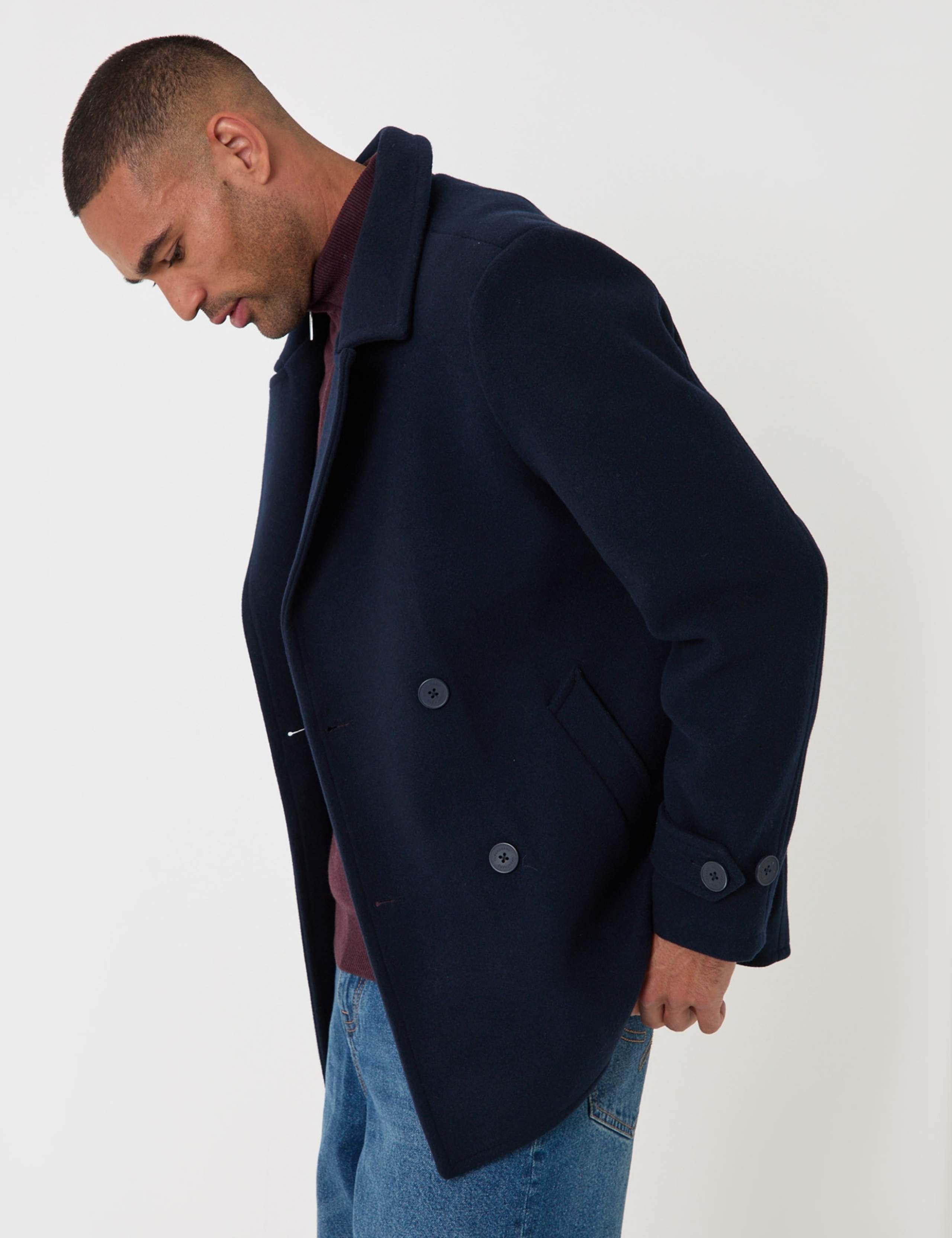 Faux Wool Double Breasted Short Trench Coat 5 of 6