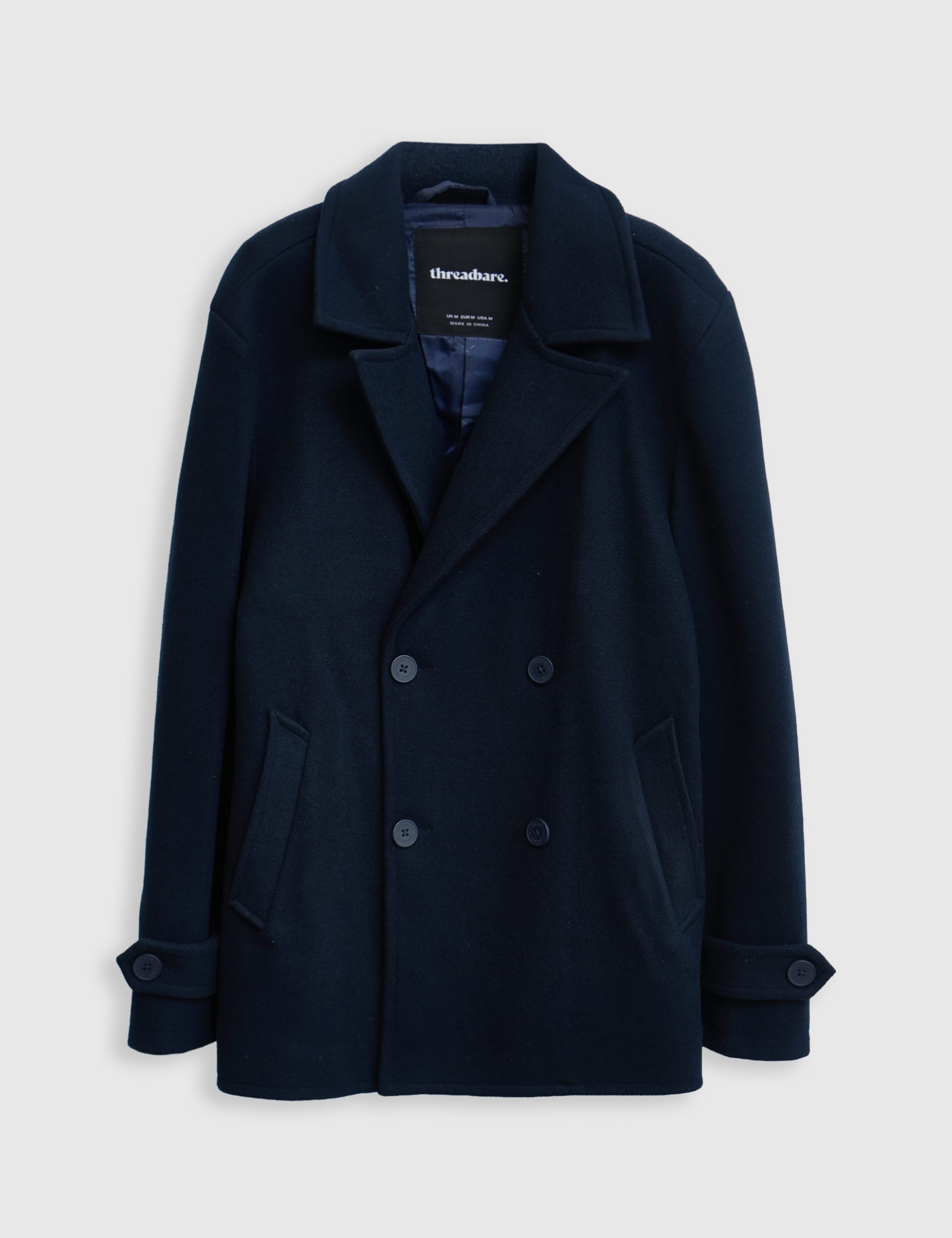 Faux Wool Double Breasted Short Trench Coat 2 of 6
