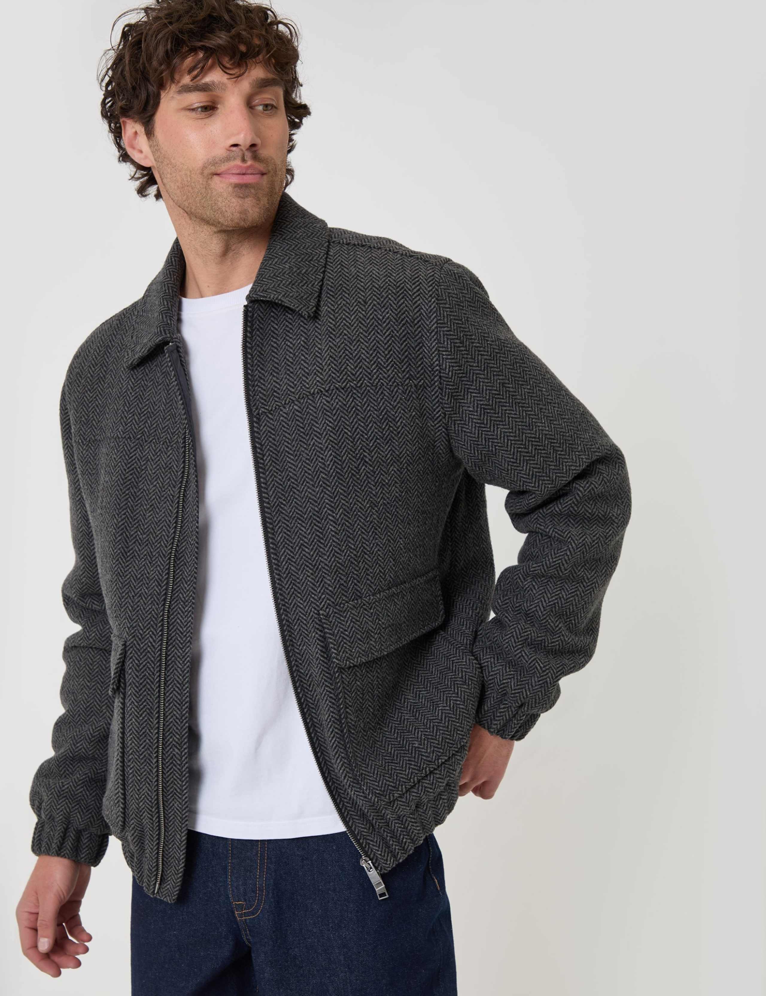 Herringbone Collared Short Jacket 1 of 6