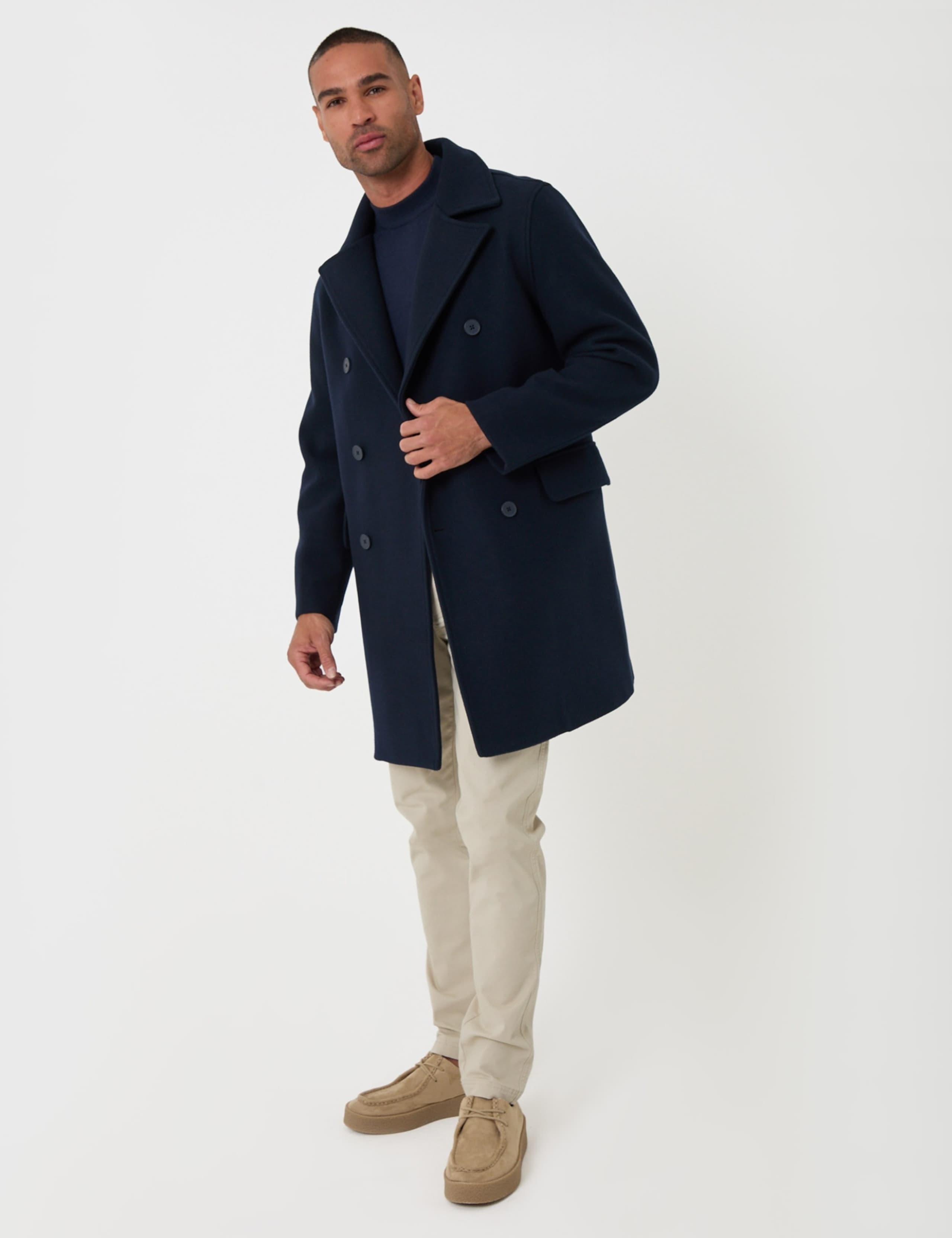 Faux Wool Double Breasted Trench Coat 4 of 6