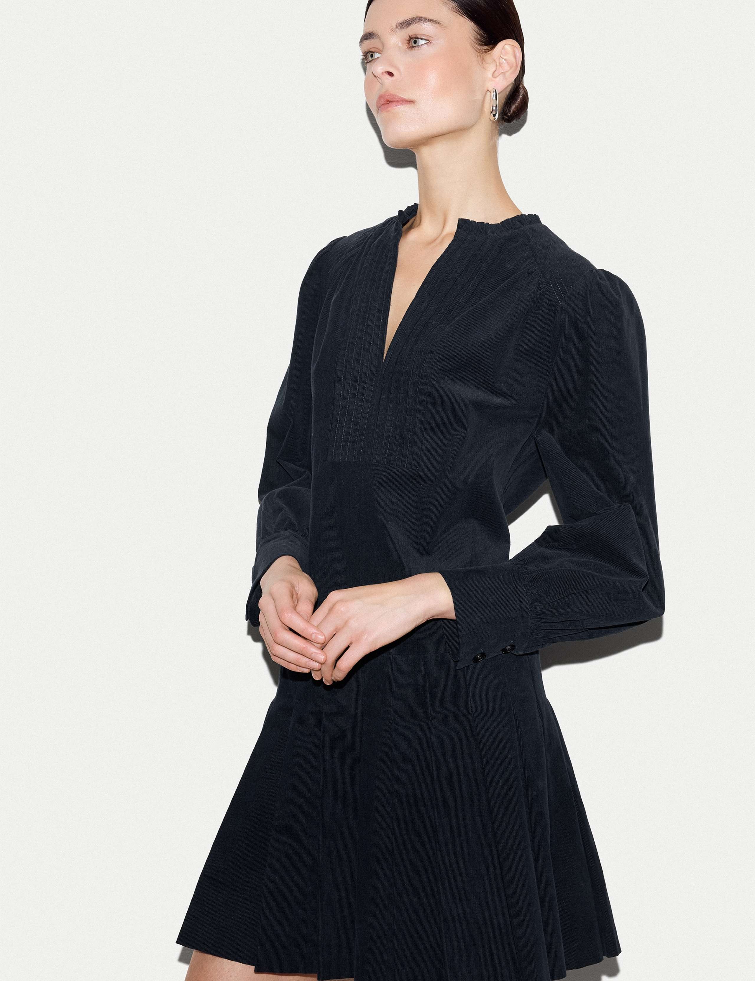 Cord Pleated Tiered Mini Dress 3 of 6