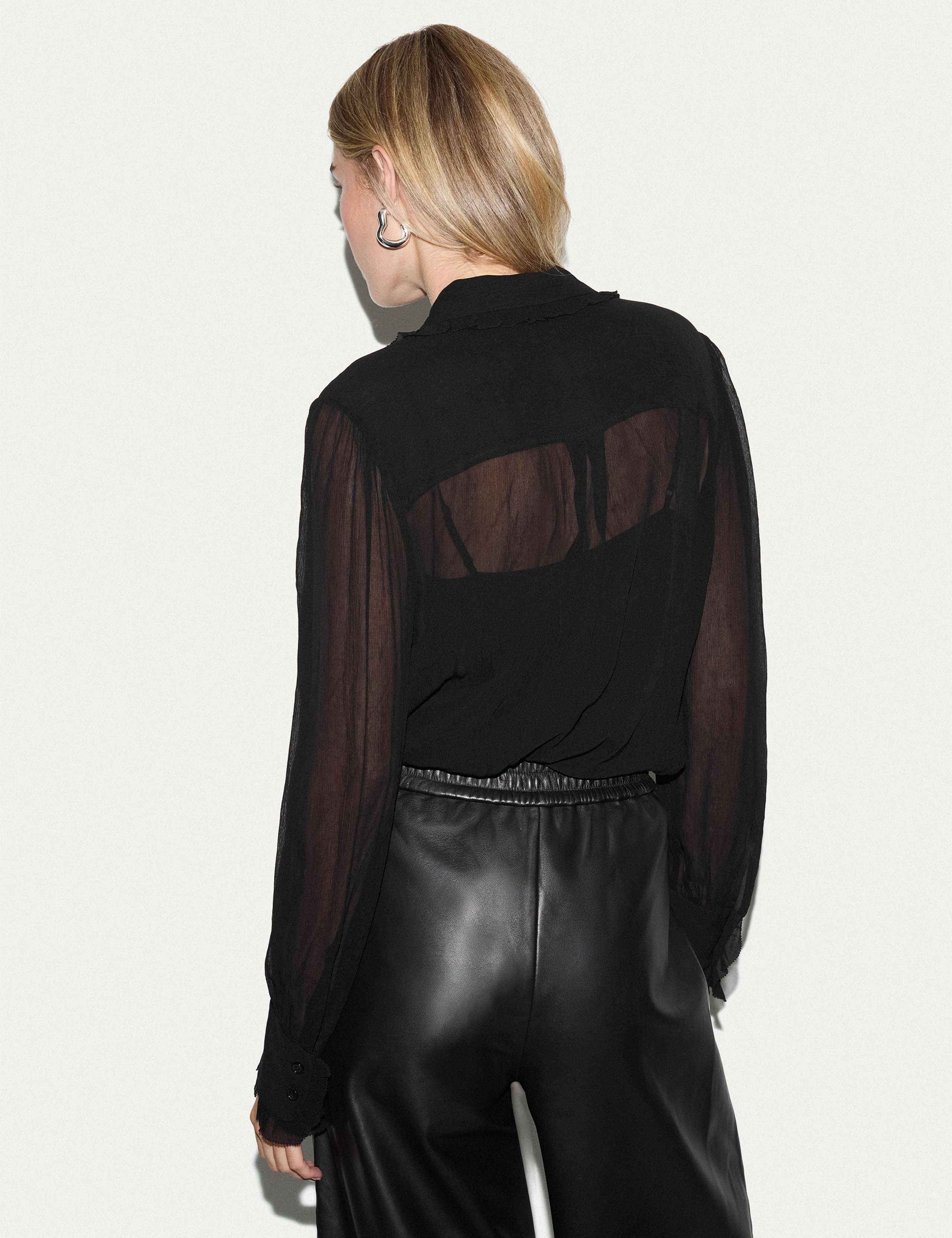 Sheer Collared Frill Detail Blouse 3 of 6