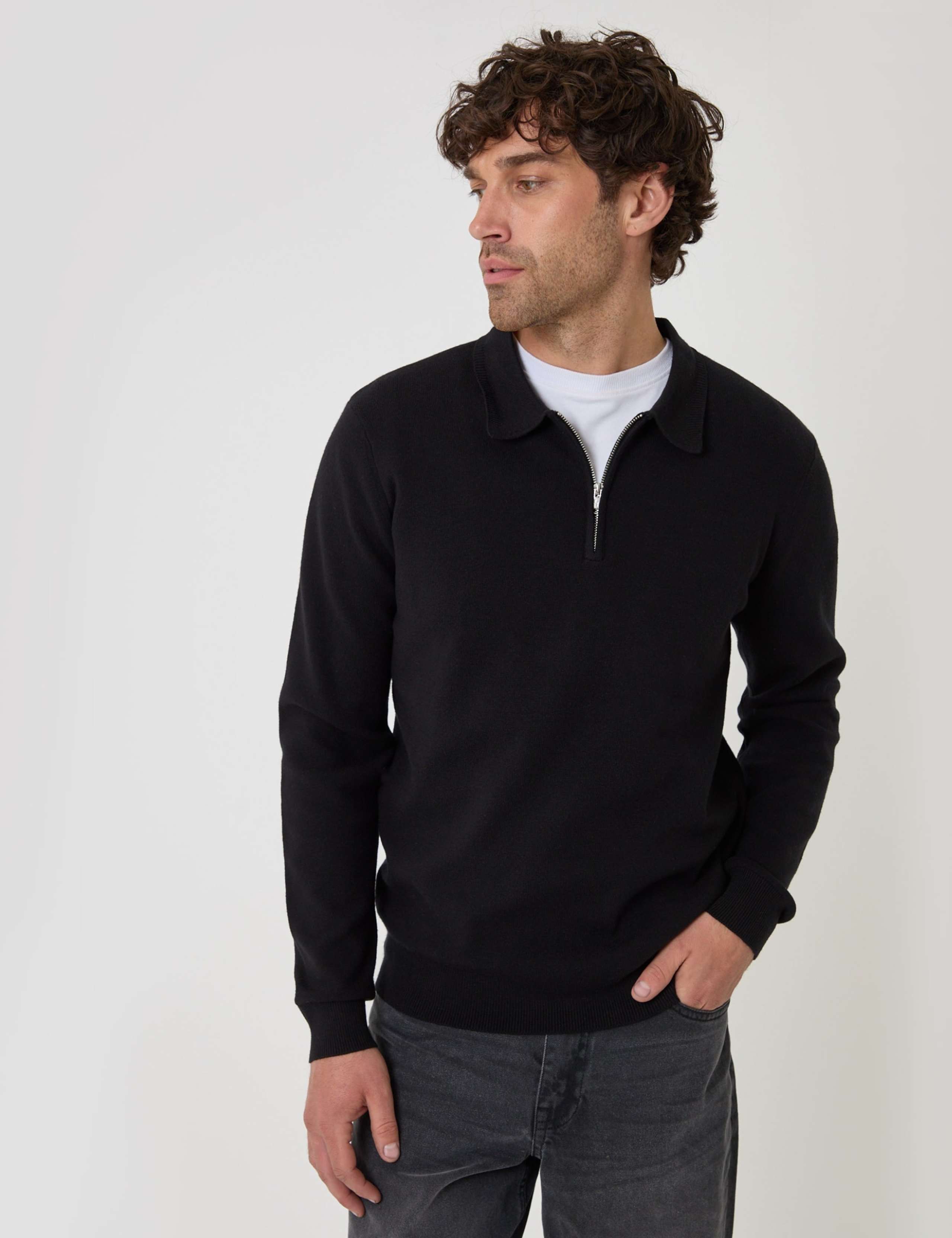 Boxy Fit Quarter Zip Polo Sweatshirt 1 of 4