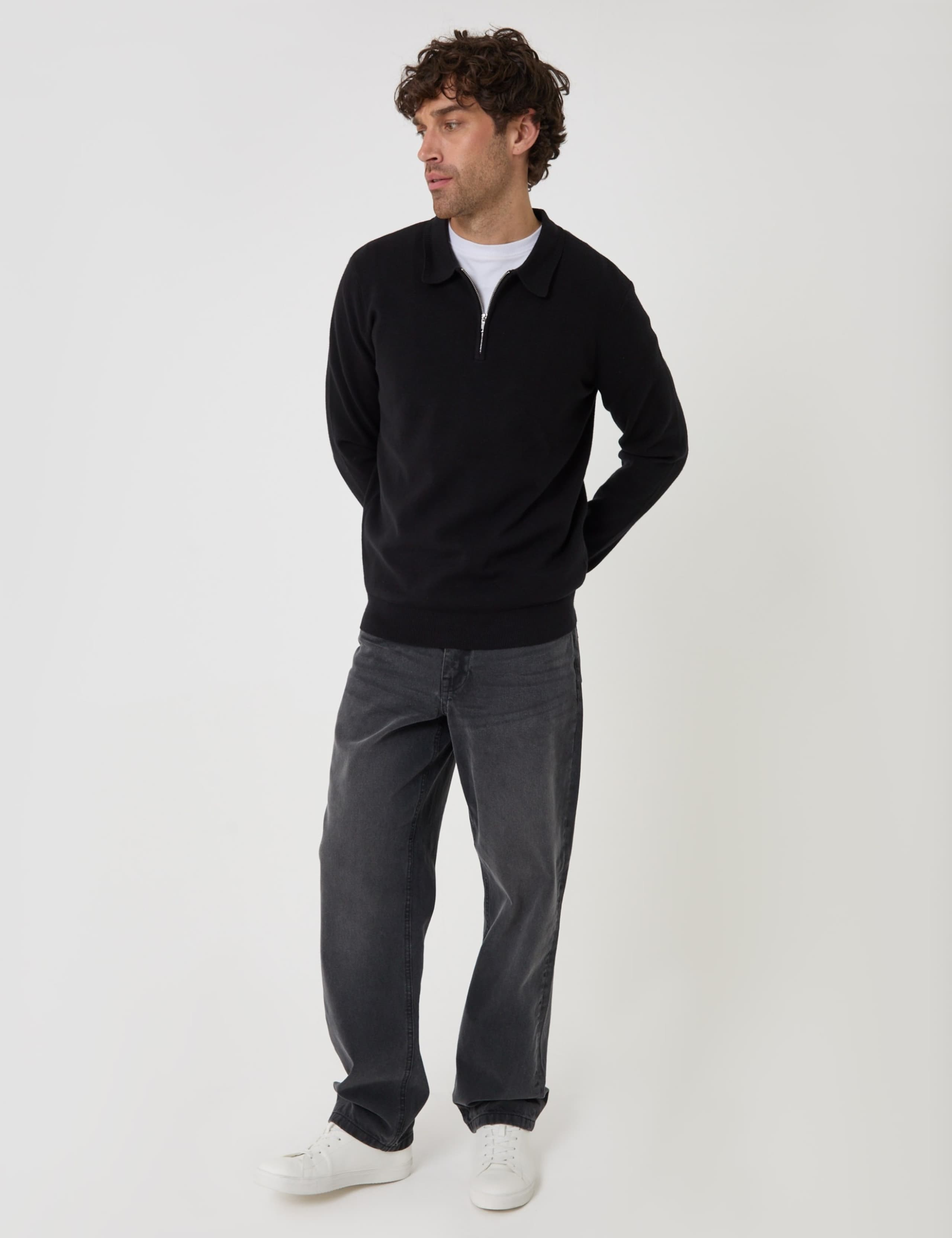 Boxy Fit Quarter Zip Polo Sweatshirt 2 of 4