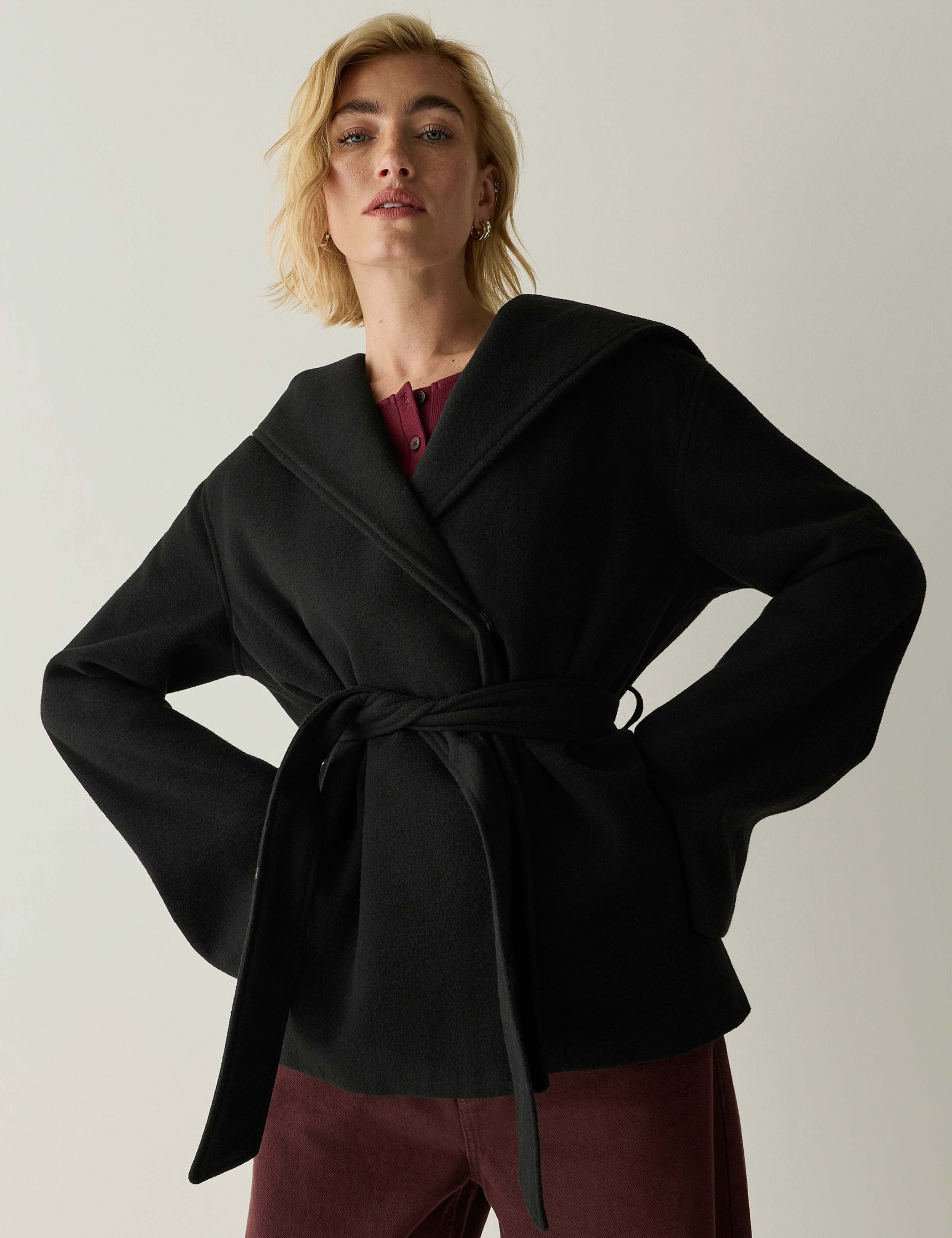 Showerproof Hooded Short Wrap Coat 1 of 7