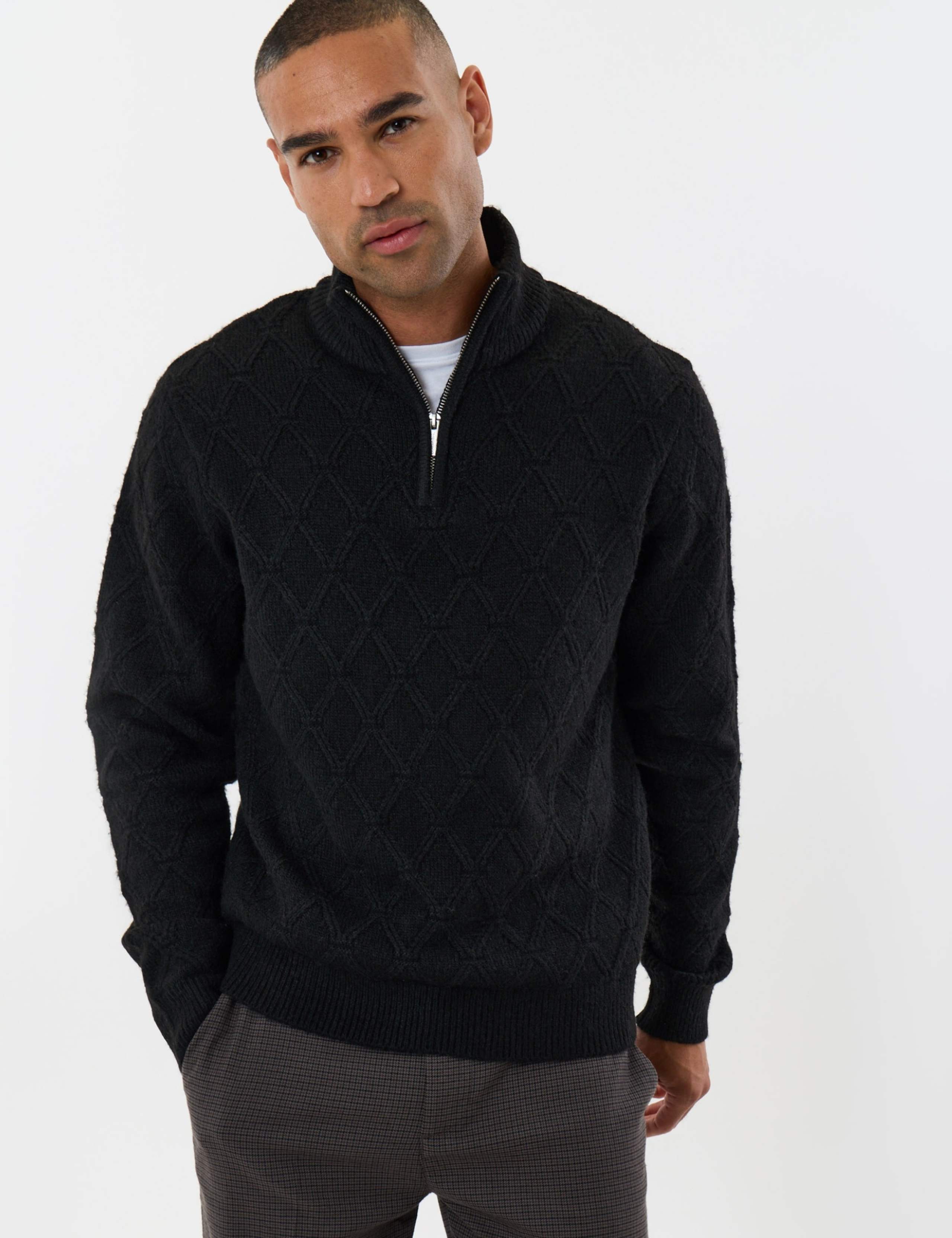 Diamond Cable Knit Funnel Neck Jumper 1 of 6