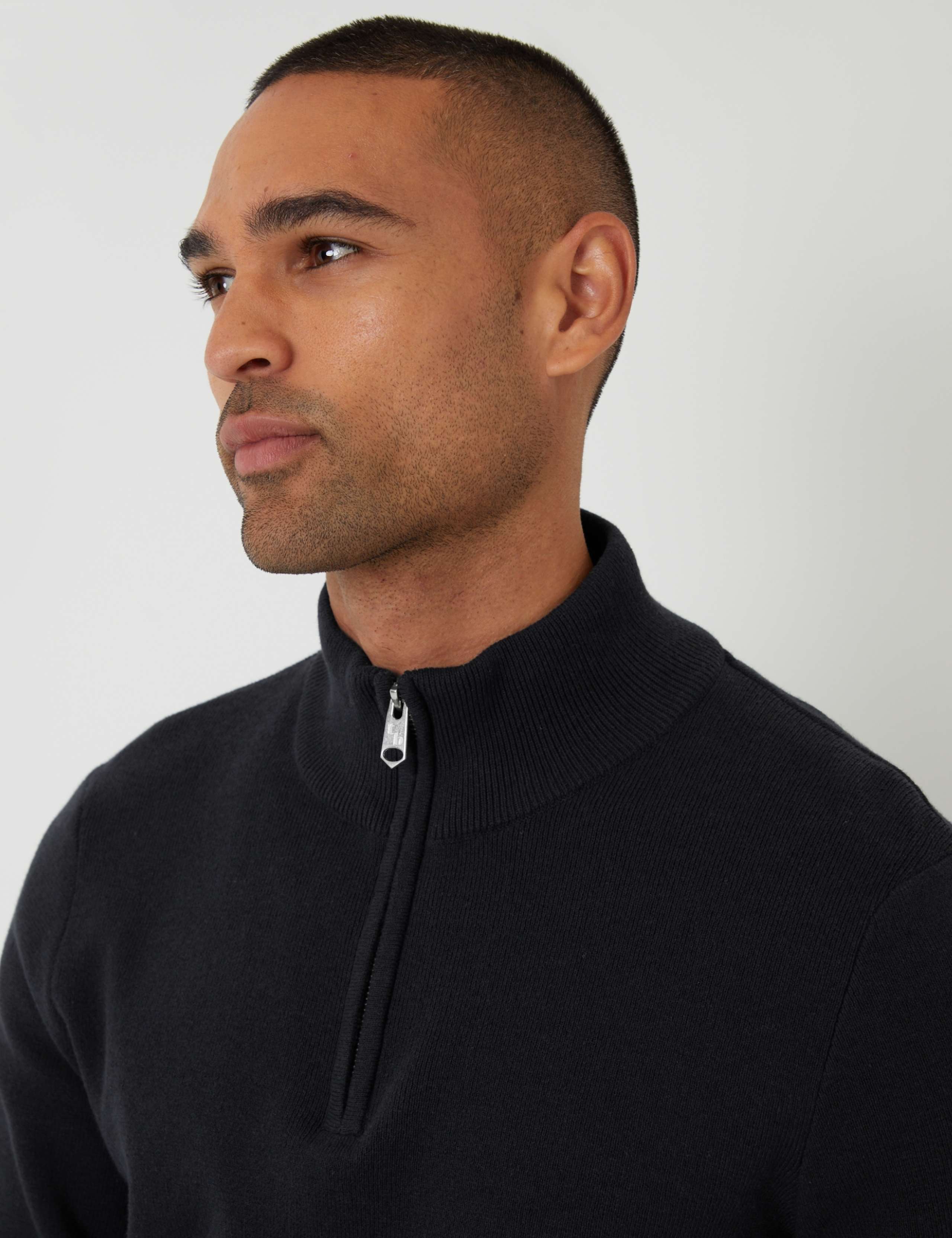 Cotton Rich Quarter Zip Funnel Neck Jumper 4 of 5