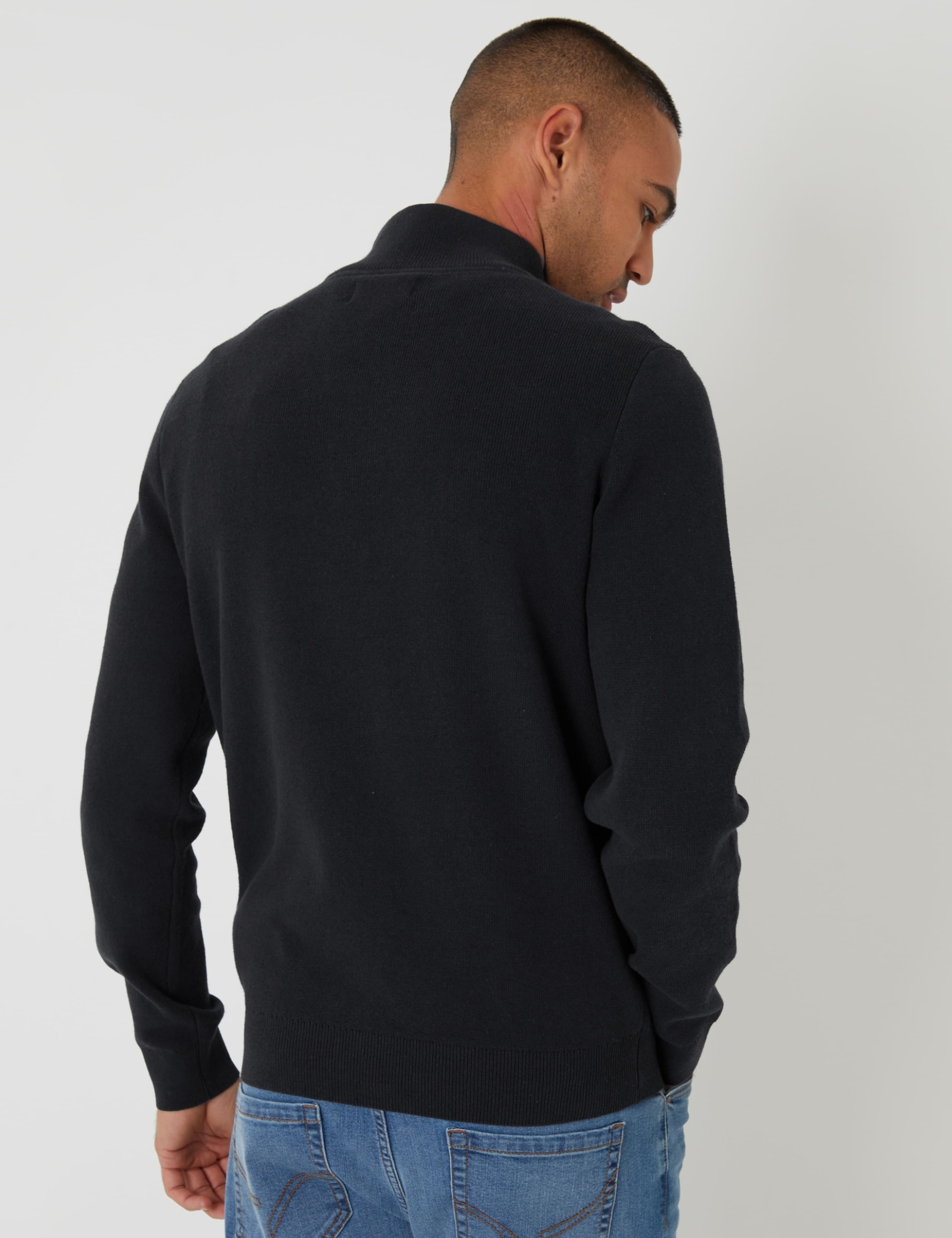 Cotton Rich Quarter Zip Funnel Neck Jumper 5 of 5